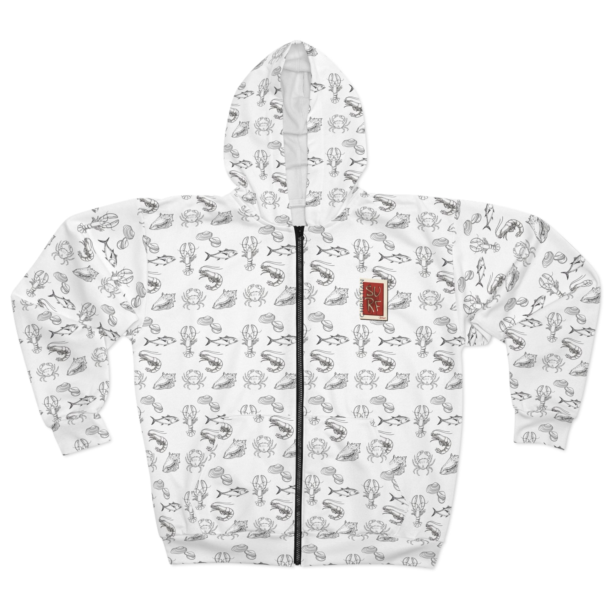 Christian Surf Wear Active Outer Wear Unisex Zip Hoodie with Fun Animal Illustrations, Cozy Casual Wear, Perfect for Gifting, Trendy Zip-Up, Everyday Comfort