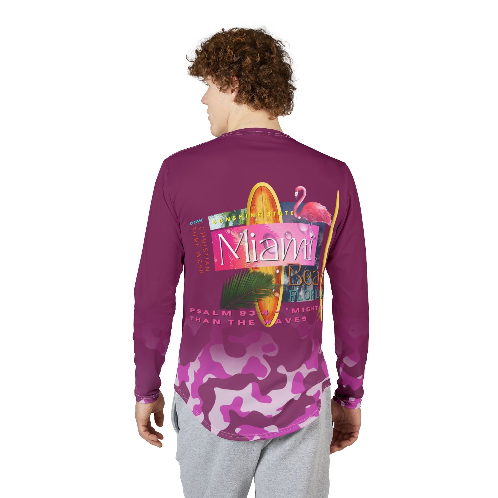 Christian Surf Wear Miami Theme Militant Vintage Men's UV Protection Surf Shirt, Beachwear, Outdoor Apparel, Summer Fashion, Watersports Top, UV Shirt for Miami Beach