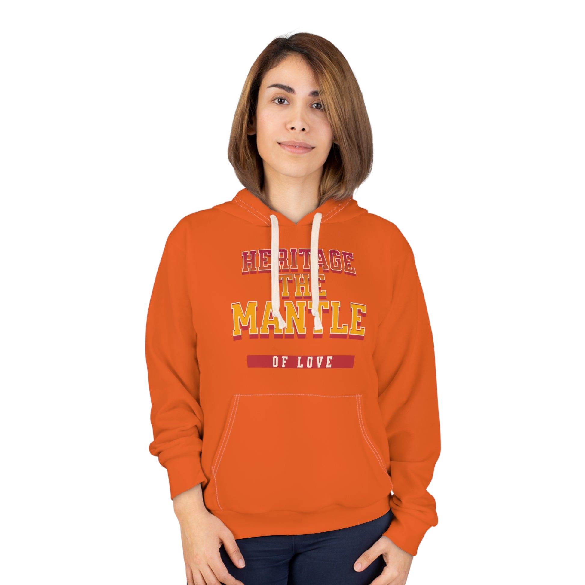 Radiant • Stupendous • Valiant — Fire Orange HERITAGE™ Mantle of Love Hoodie of Christian Surf Wear. Great for year round wear, great for gifting,