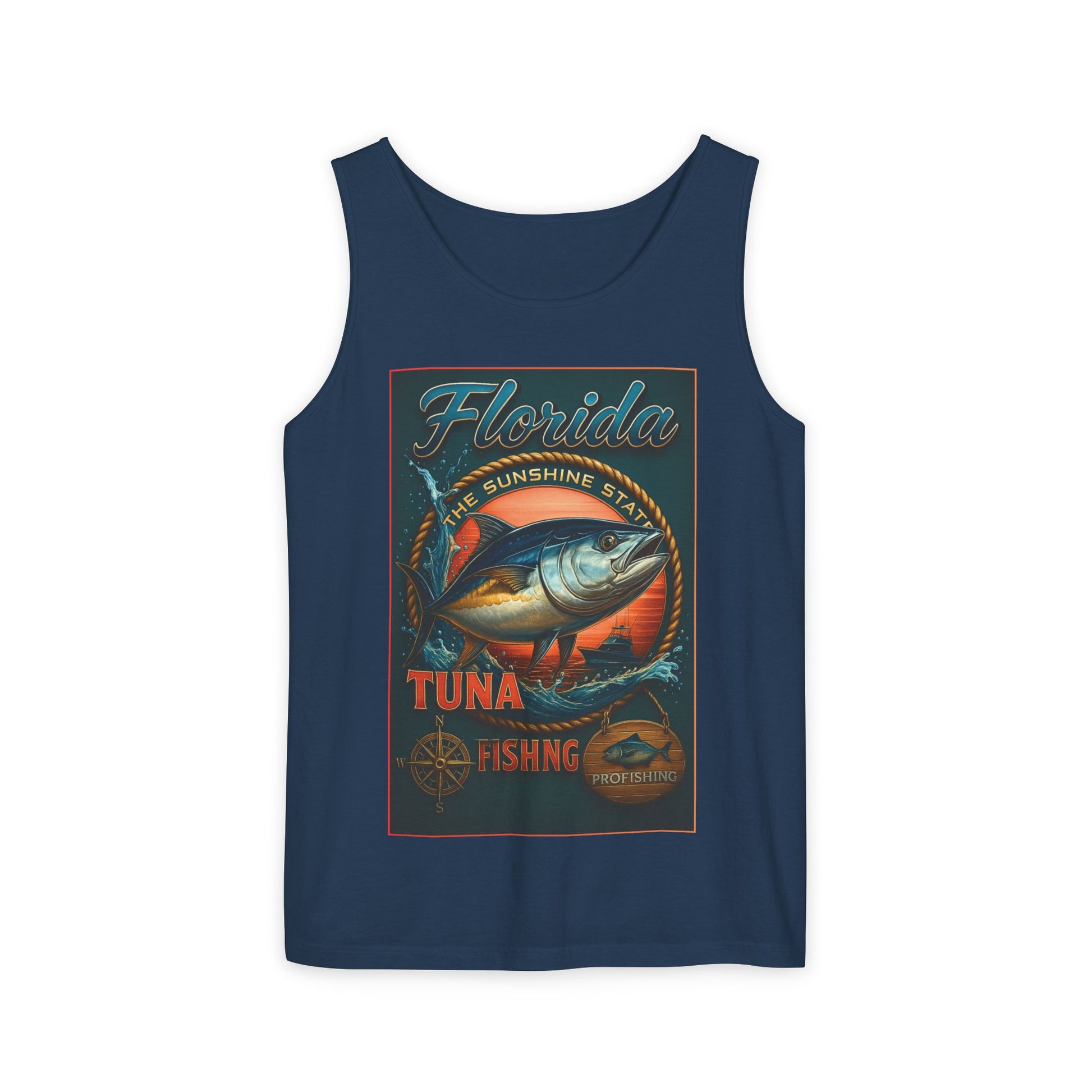 Vintage Florida Tuna Fishing Tank Top, Unisex Summer Beachwear, Surfing Gift for Fishermen, Surf Apparel, Vacation Outfit
