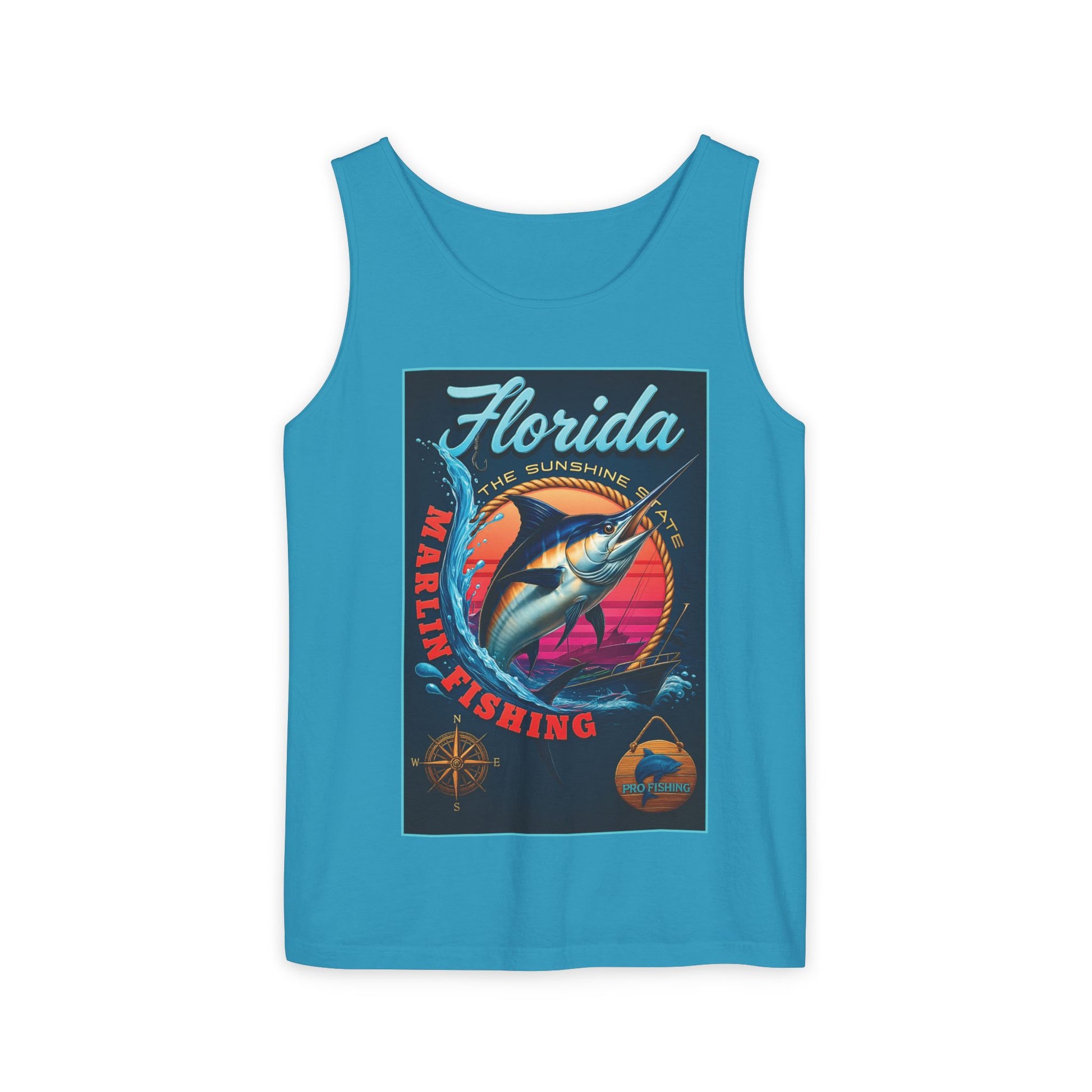 Surf wear  Vintage Florida Fishing Graphic Tank Top, Unisex Summer Top, Beachwear, Surfing Apparel, Vacation Outfit, Gift for Fishermen