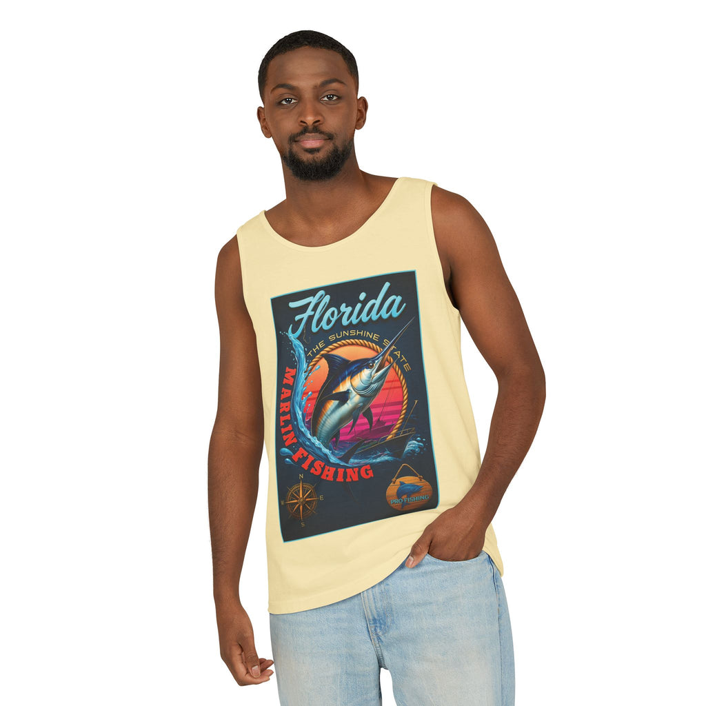 Surf wear  Vintage Florida Fishing Graphic Tank Top, Unisex Summer Top, Beachwear, Surfing Apparel, Vacation Outfit, Gift for Fishermen