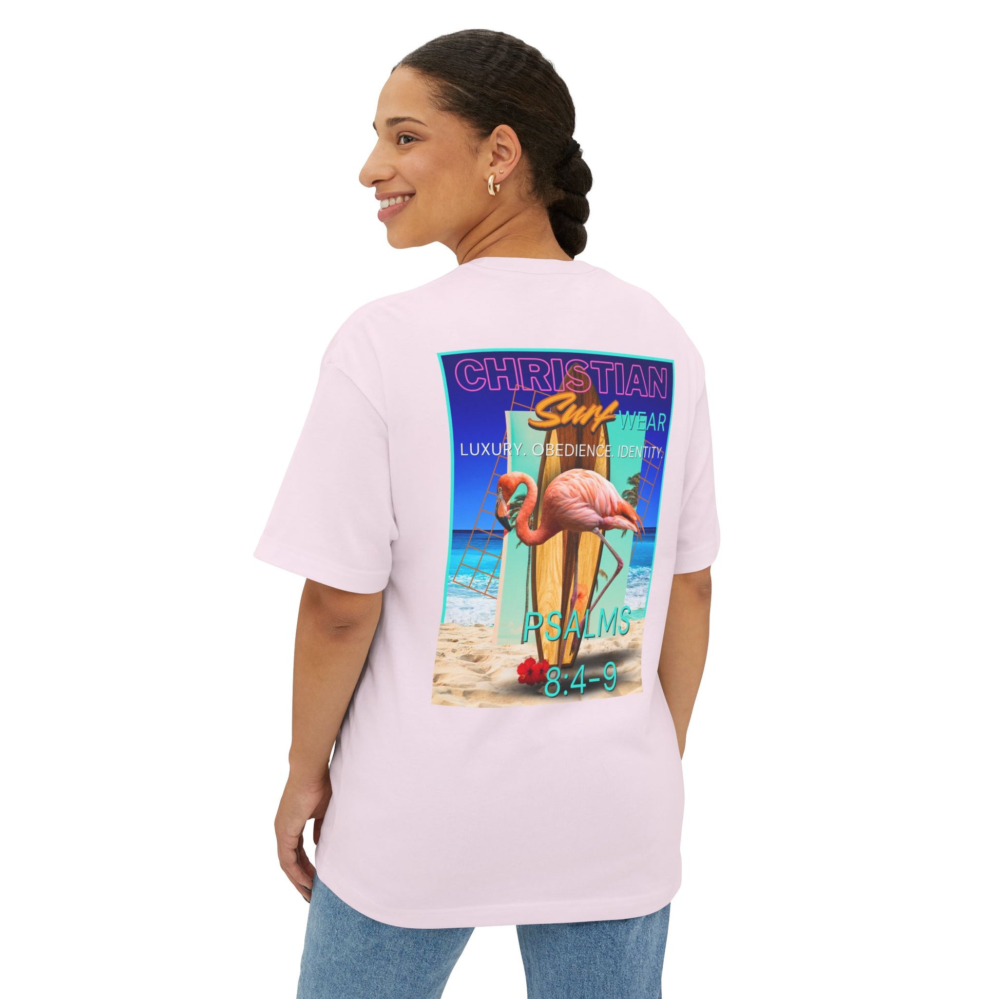 Christian Surf Wear Retro Vibrant-Inspired Unisex Oversized Boxy Tee, Beach Vibes, Faith Apparel, Summer Wear, Casual Christian Fashion