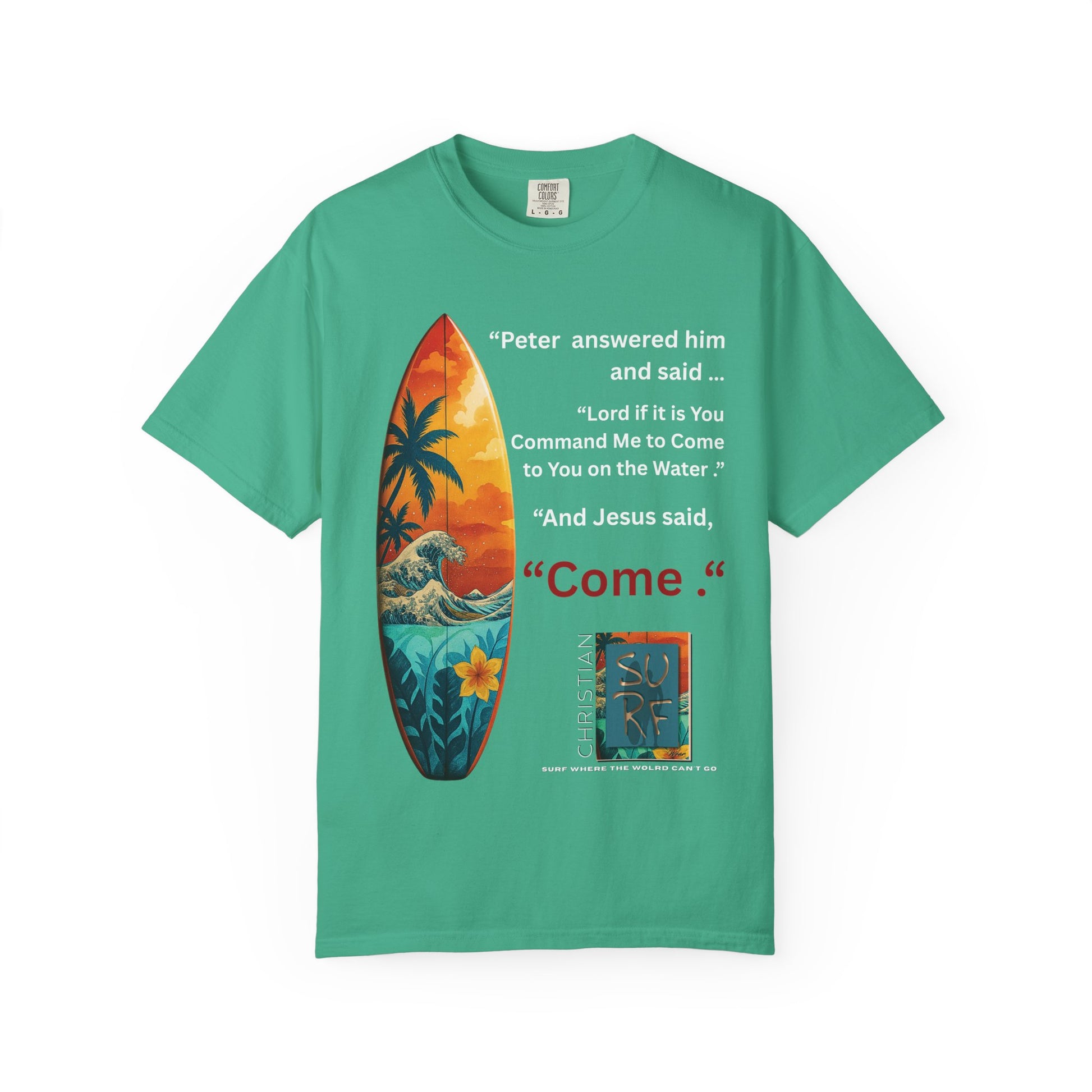 Move by Faith | Street Wear Vintage Surf Board Graphic Art Work Unisex T-Shirt - Christian Surf Wear