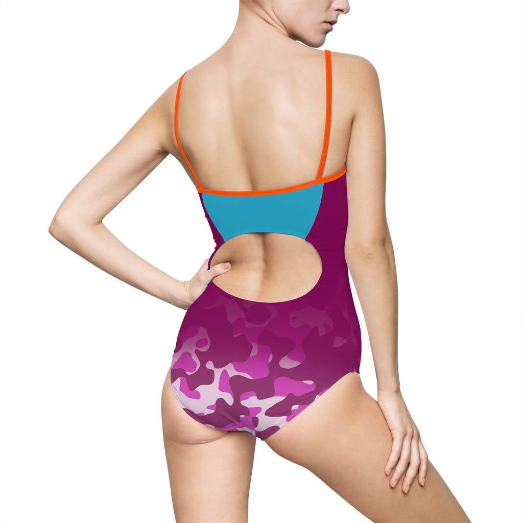 Christian Surf Wear Vibrant Militant Miami Beach One-Piece Swimsuit,