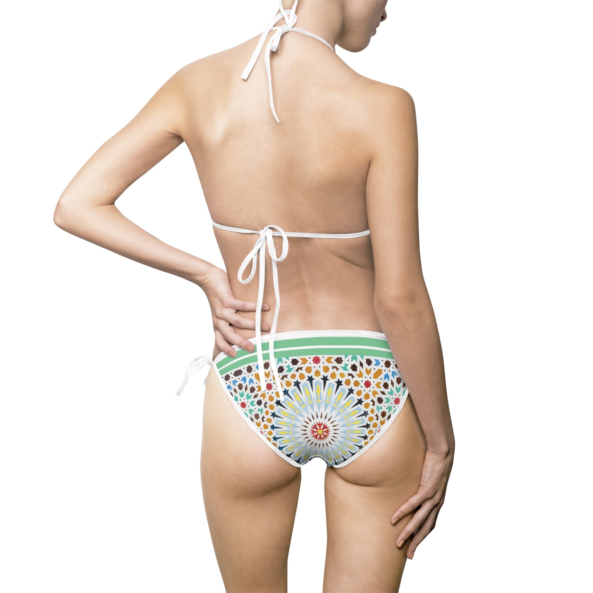 Surf Wear Summer Beauty Vintage Graphic Women's Christmas Swimwear Bikini, Holiday Beachwear, Summer Fun, Festive Swim Suit, Tropical Vacation Style