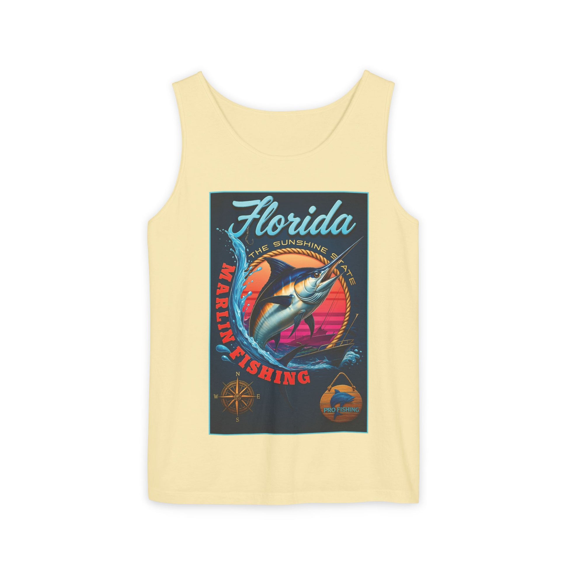 Surf wear  Vintage Florida Fishing Graphic Tank Top, Unisex Summer Top, Beachwear, Surfing Apparel, Vacation Outfit, Gift for Fishermen
