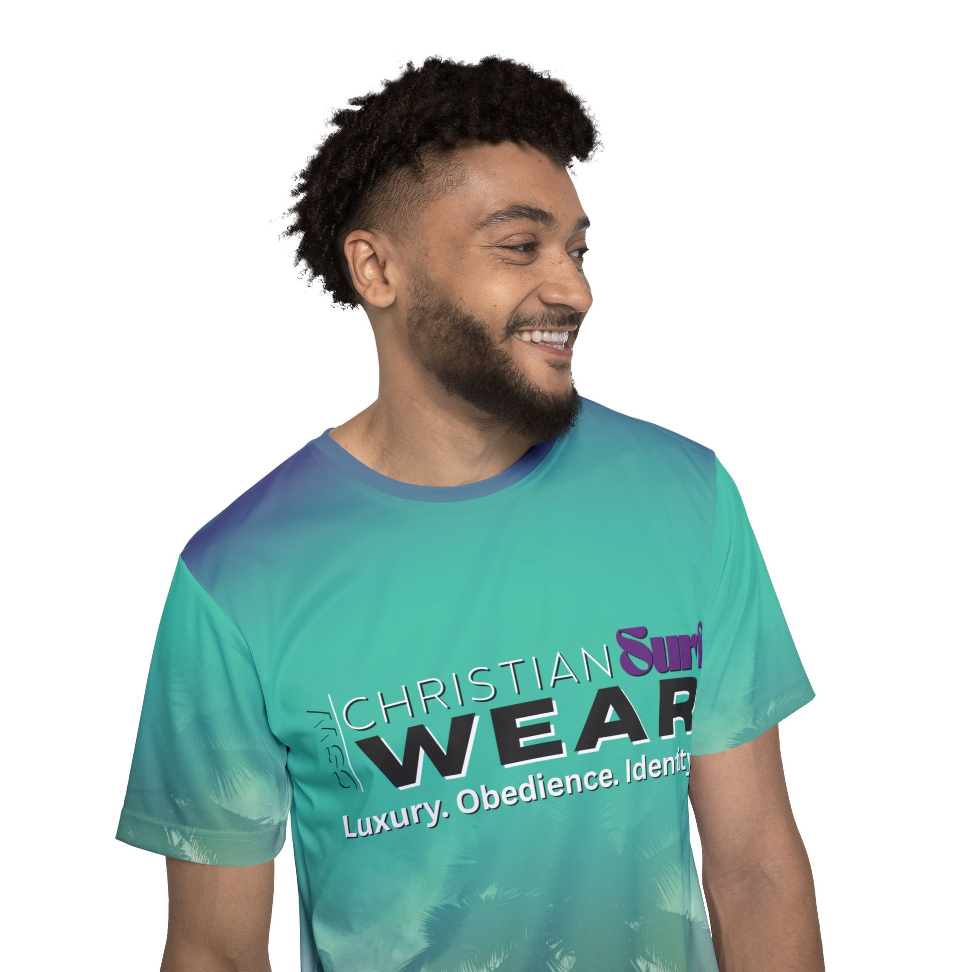 Christian Surf Wear Men's Retro AOP Sports Fishing Jersey - Tropical Vibe Tee, Beachwear, Casual Summer Top, Sports Fan Apparel, Vacation Must-Have