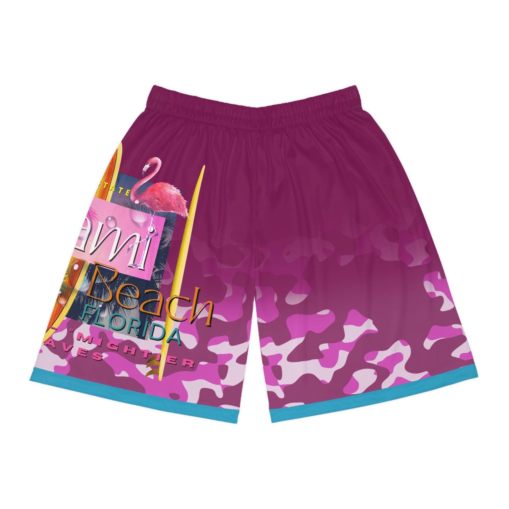 Christian Surf Wear Vintage Militant Vibrant Miami Beach Basketball Shorts, Summer Workout Gear, Trendy Swimwear, Sports Shorts for Beach Days, Outdoor Activities