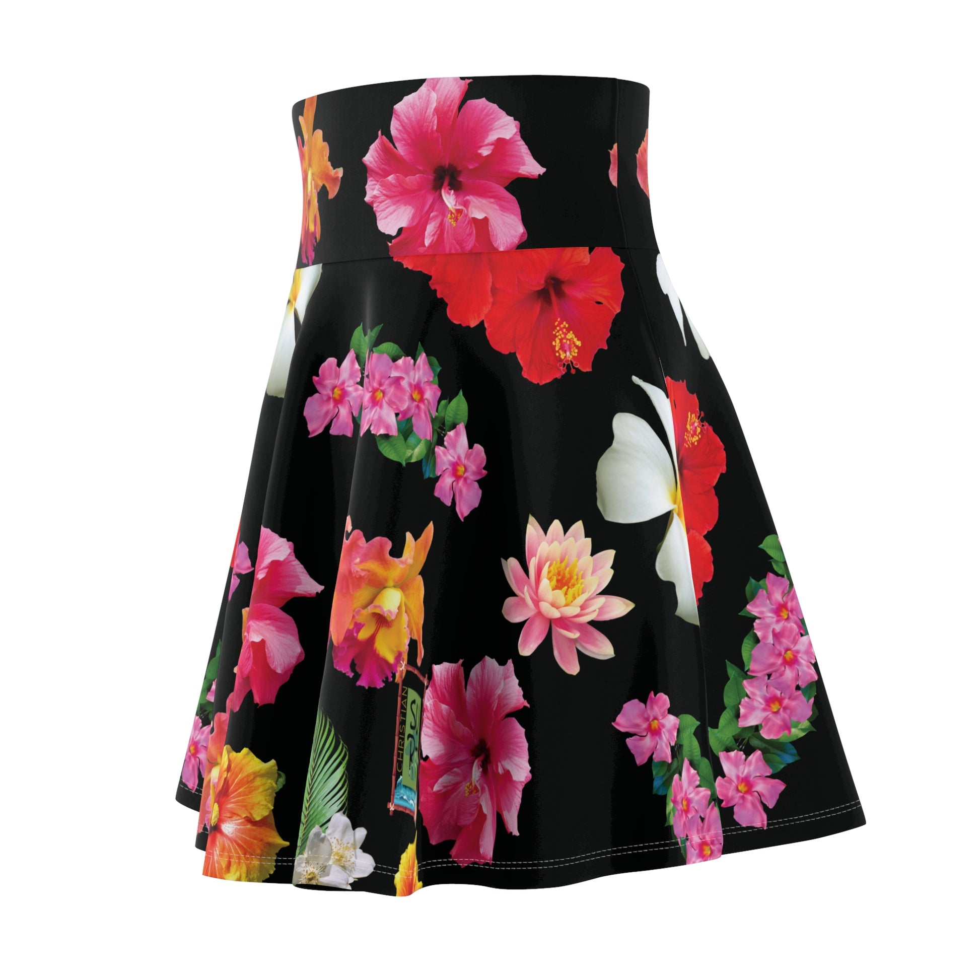 Christian Surf Wear Floral Women's Cover Up Skater Skirt - Vibrant Spring Fashion, Perfect for Parties, Beach Days, Floral Print, Everyday Wear, Summer Style