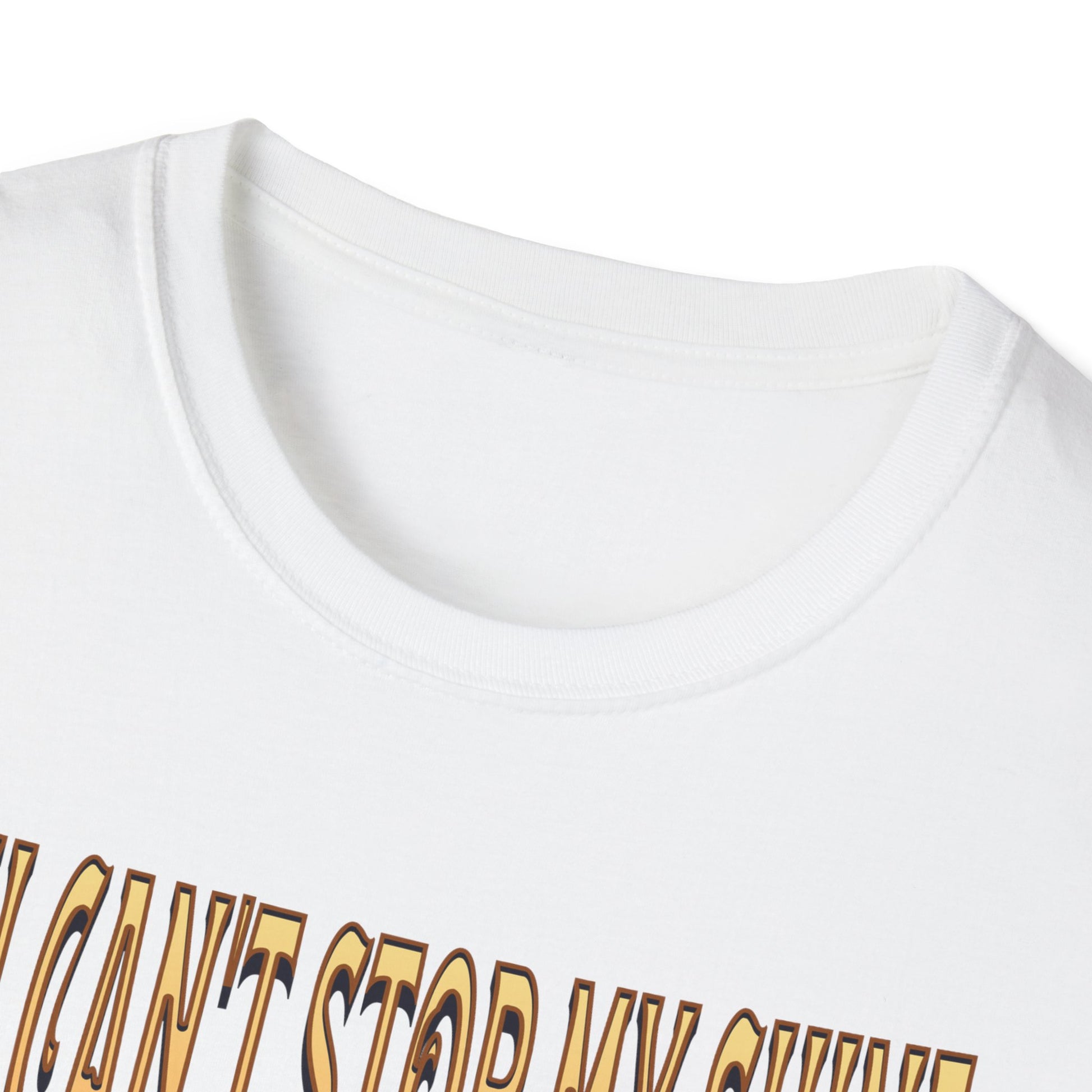 Pure White Kingdom Confidence Graphic Gold Happy Face Emoji Unisex T-Shirt: You Can’t Stop My Shine Tee, With GOD On My Side, Premium Casual-Tee
