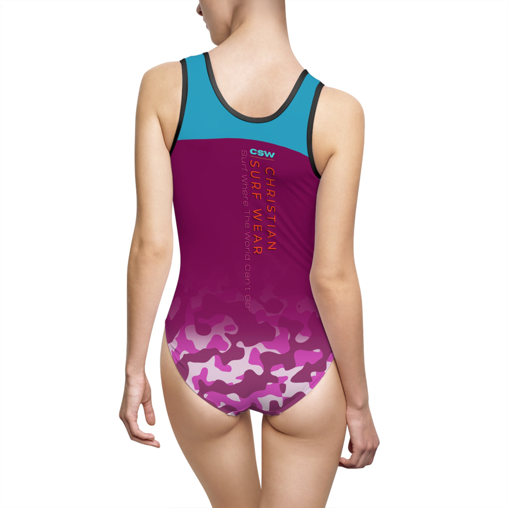 Christian Surf Wear Vintage Militant Vibrant Miami Beach Swimsuit, Women's One-Piece Bathing Suit, Summer Swimwear, Beach Vacation Outfit, Pool Party Essentials, Christian [...]