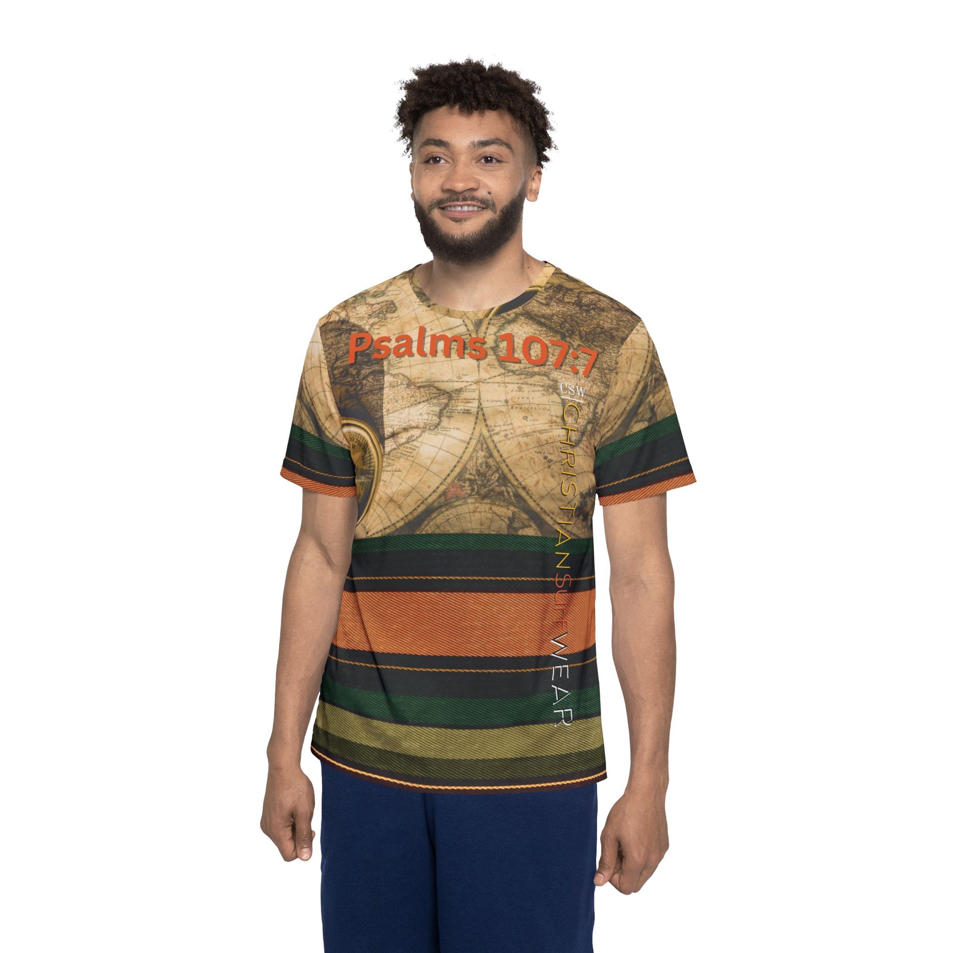 Christian Surf WearThe Right Way Men's Vintage Map Sports Jersey, Unique Athletic Wear, Casual T-Shirt, Unisex Fashion, Gift for Sports Enthusiasts, Retro Style Top
