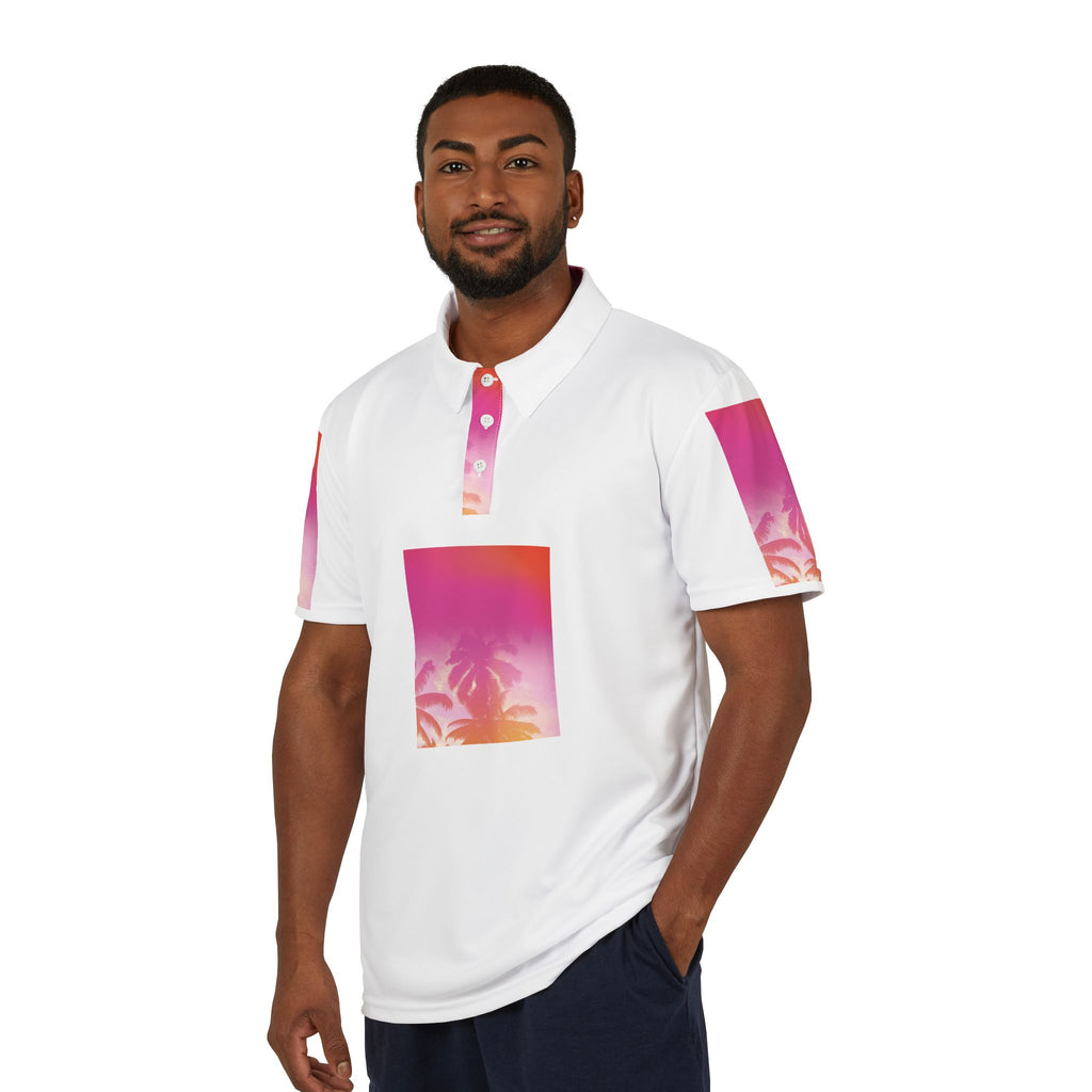 Vibrant Sunset Polo Shirt | Unisex AOP Tropical Shirt, Summer Fashion, Beachwear, Vacation Essentials, Gift for Him/Her