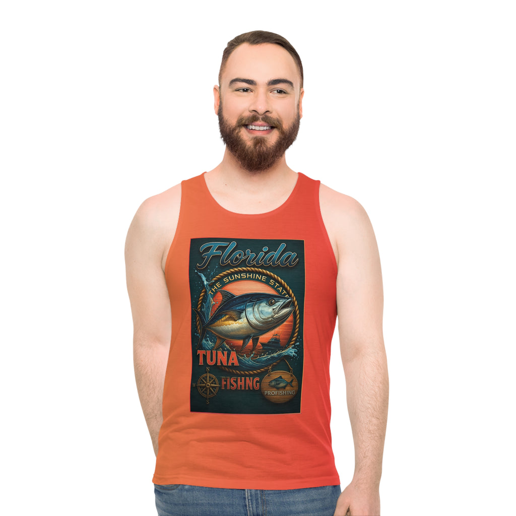 Christian Surf Wear Florida Tuna Fishing Unisex Tank Top, Summer Apparel, Fishing Gear, Beach Wear, Gift for Fishermen, Outdoor Adventures