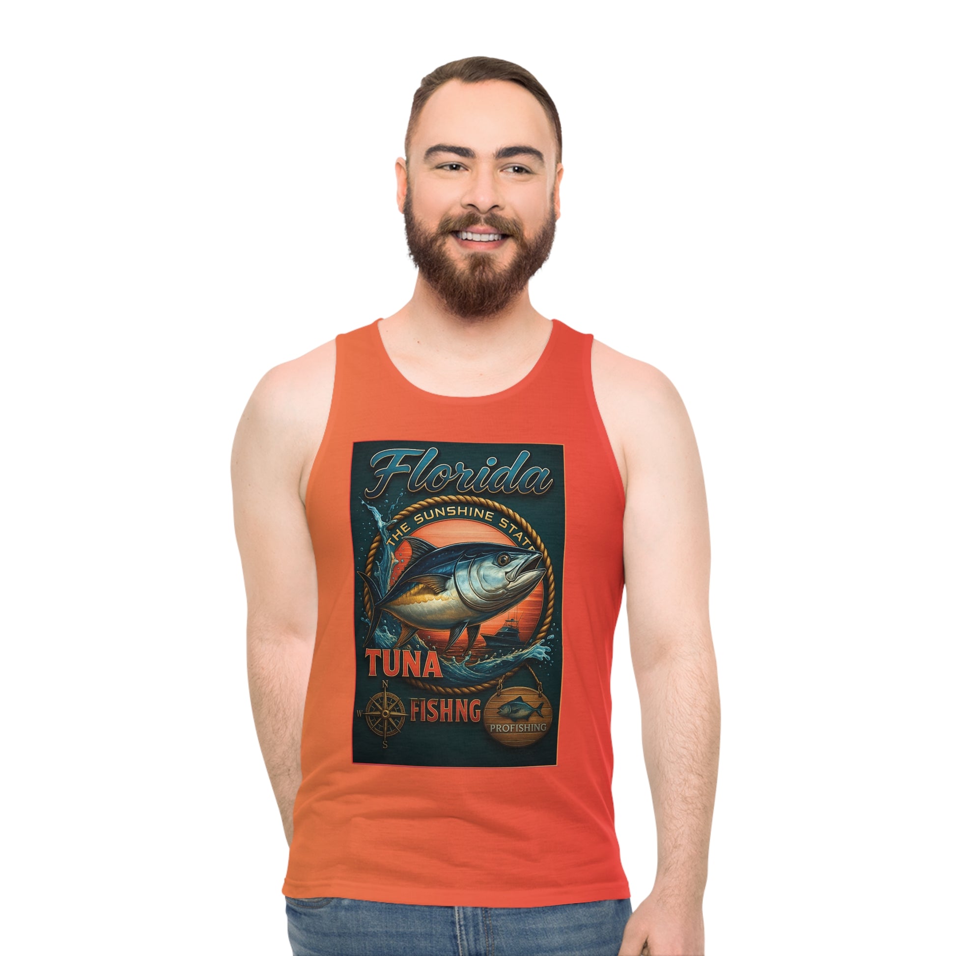 Christian Surf Wear Florida Tuna Fishing Unisex Tank Top, Summer Apparel, Fishing Gear, Beach Wear, Gift for Fishermen, Outdoor Adventures