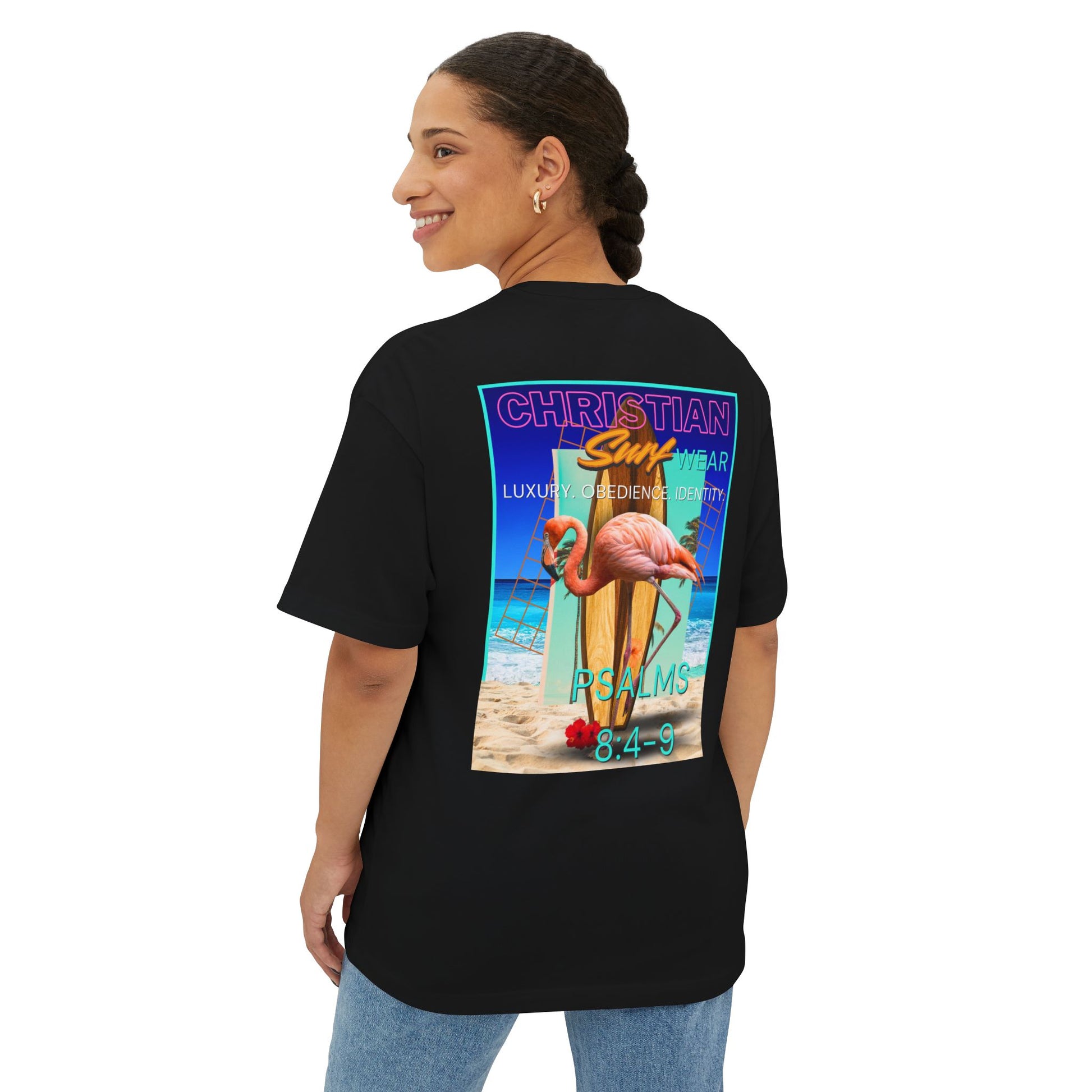 Christian Surf Wear Retro Vibrant-Inspired Unisex Oversized Boxy Tee, Beach Vibes, Faith Apparel, Summer Wear, Casual Christian Fashion