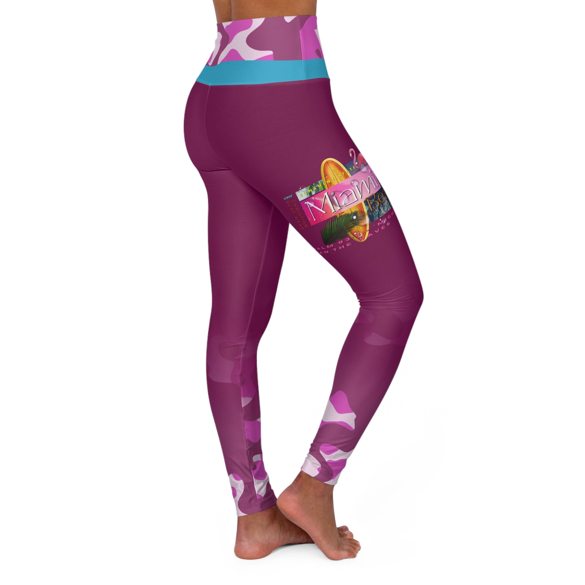 Christian Surf Wear Vintage Militant High Waisted Stylish Leggings with Inspirational Design, Perfect for Fitness, Gym, Meditation, Workout, and Everyday Wear