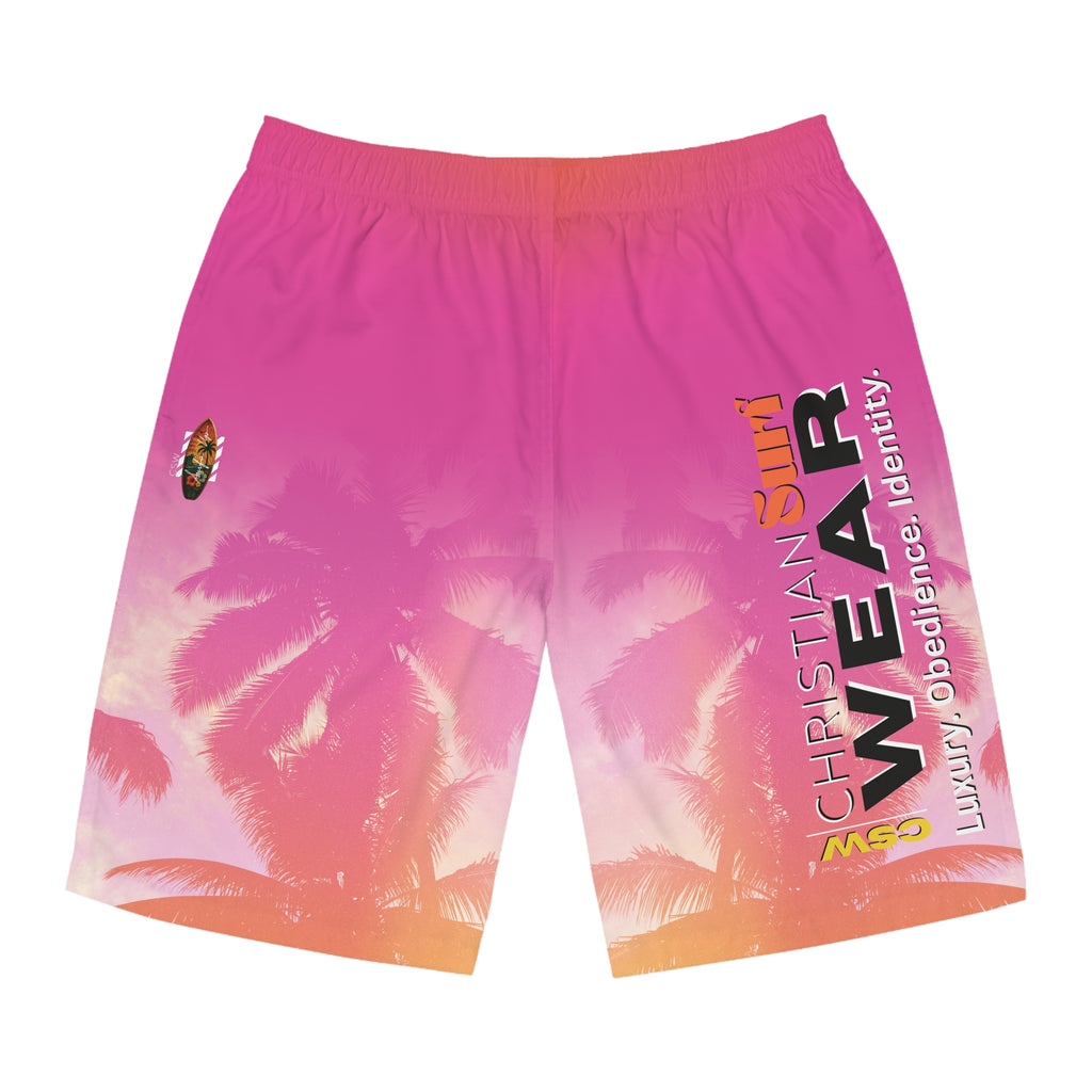 Christian Surf Wear Palm Tree Men's Board Shorts