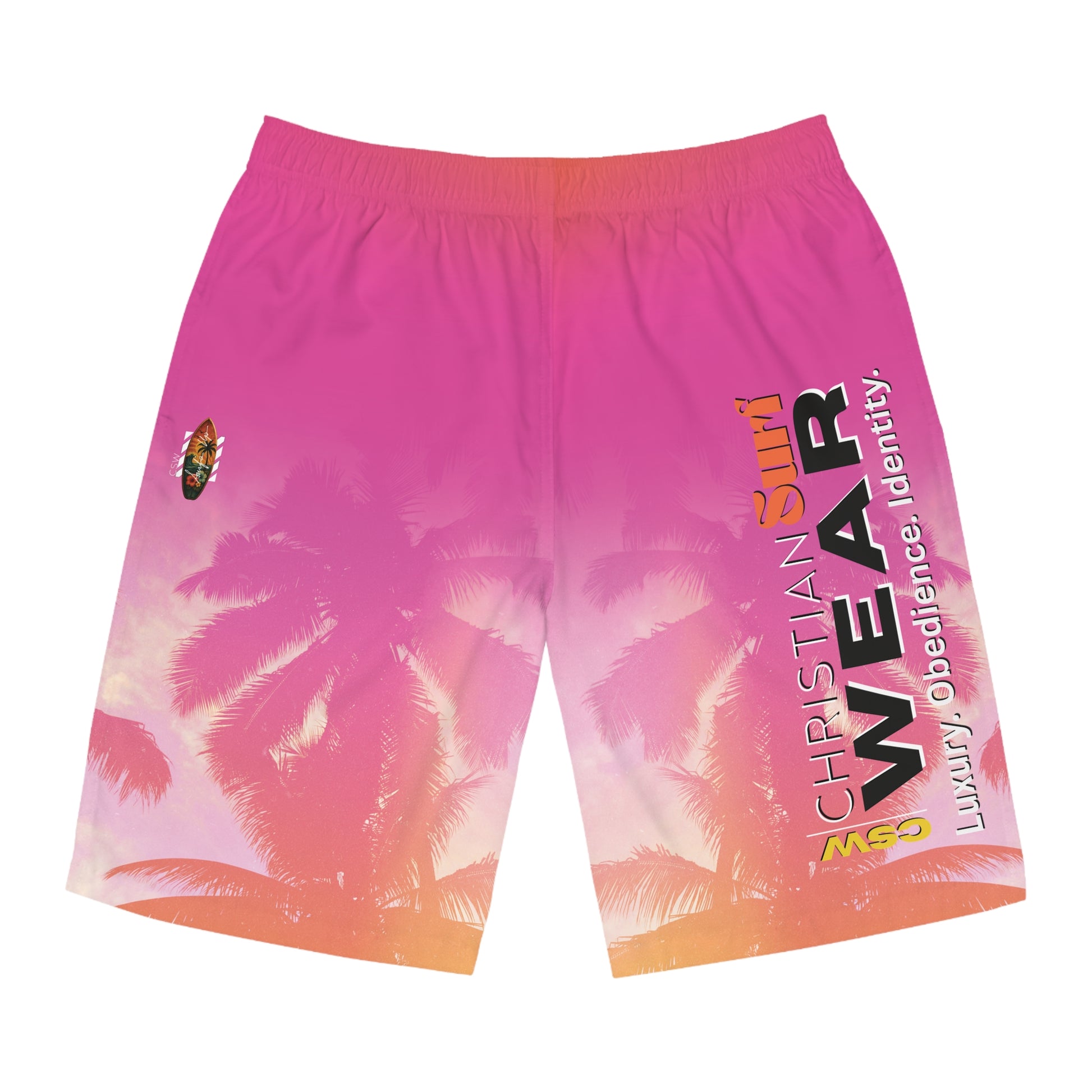 Christian Surf Wear Palm Tree Men's Board Shorts
