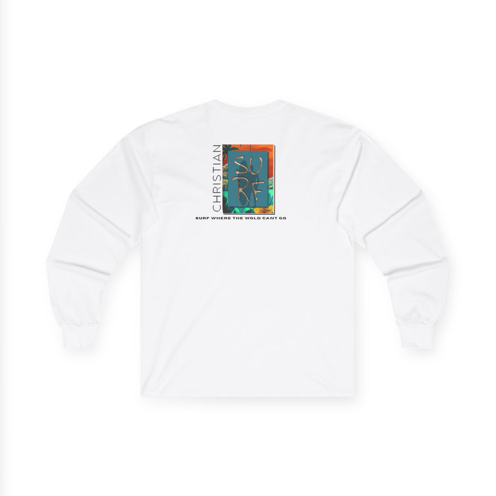 Retro Surf Art Long Sleeve Tee, Vintage Surfing Shirt, Beach Lover Gift, Unisex Casual Wear, Summer Vibe Apparel, Travel T-Shirt