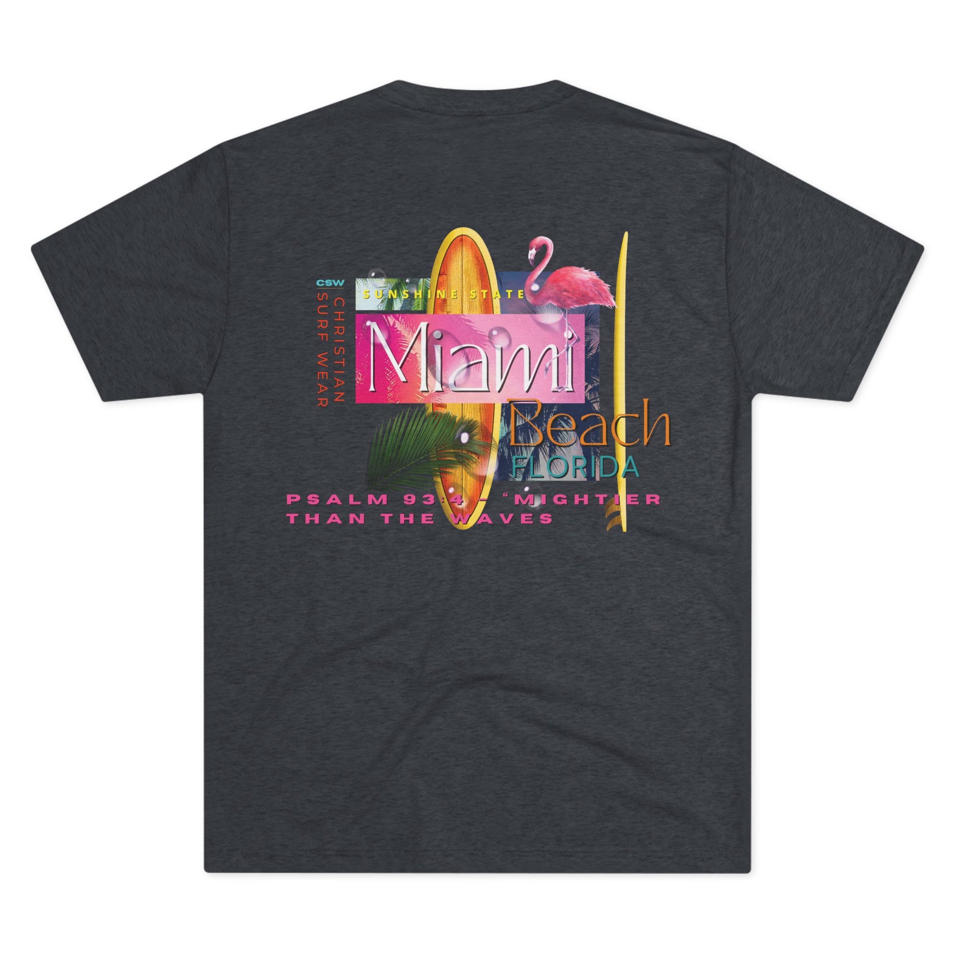 Miami Beach Christian Surf Wear Unisex Tee, Retro Beach Fashion, Summer Vibes, Gift for Surfers, Vacation Wardrobe, Casual Style