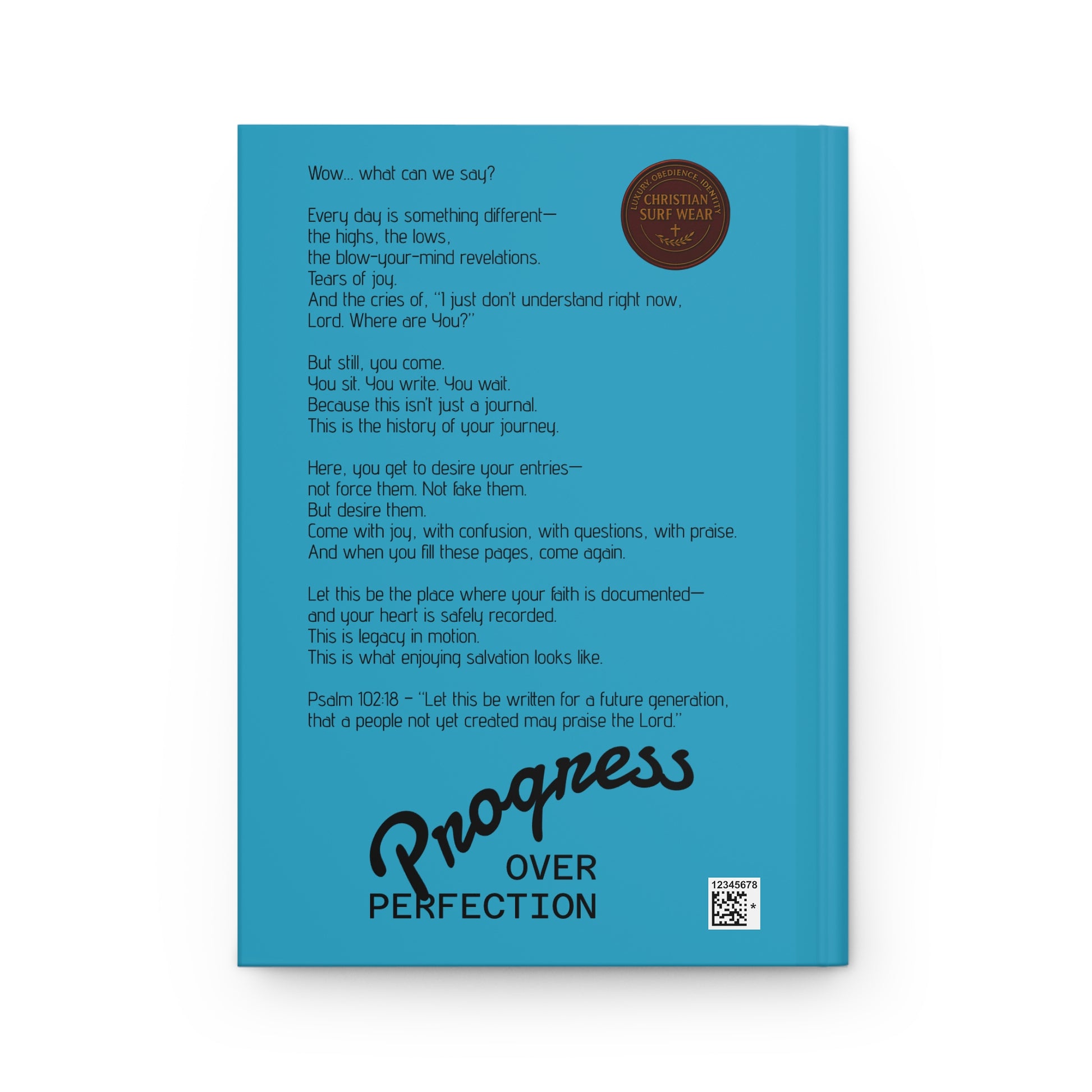 Hardcover Journal Matte - Christian Surf Wear 'Progress Over Perfection'
