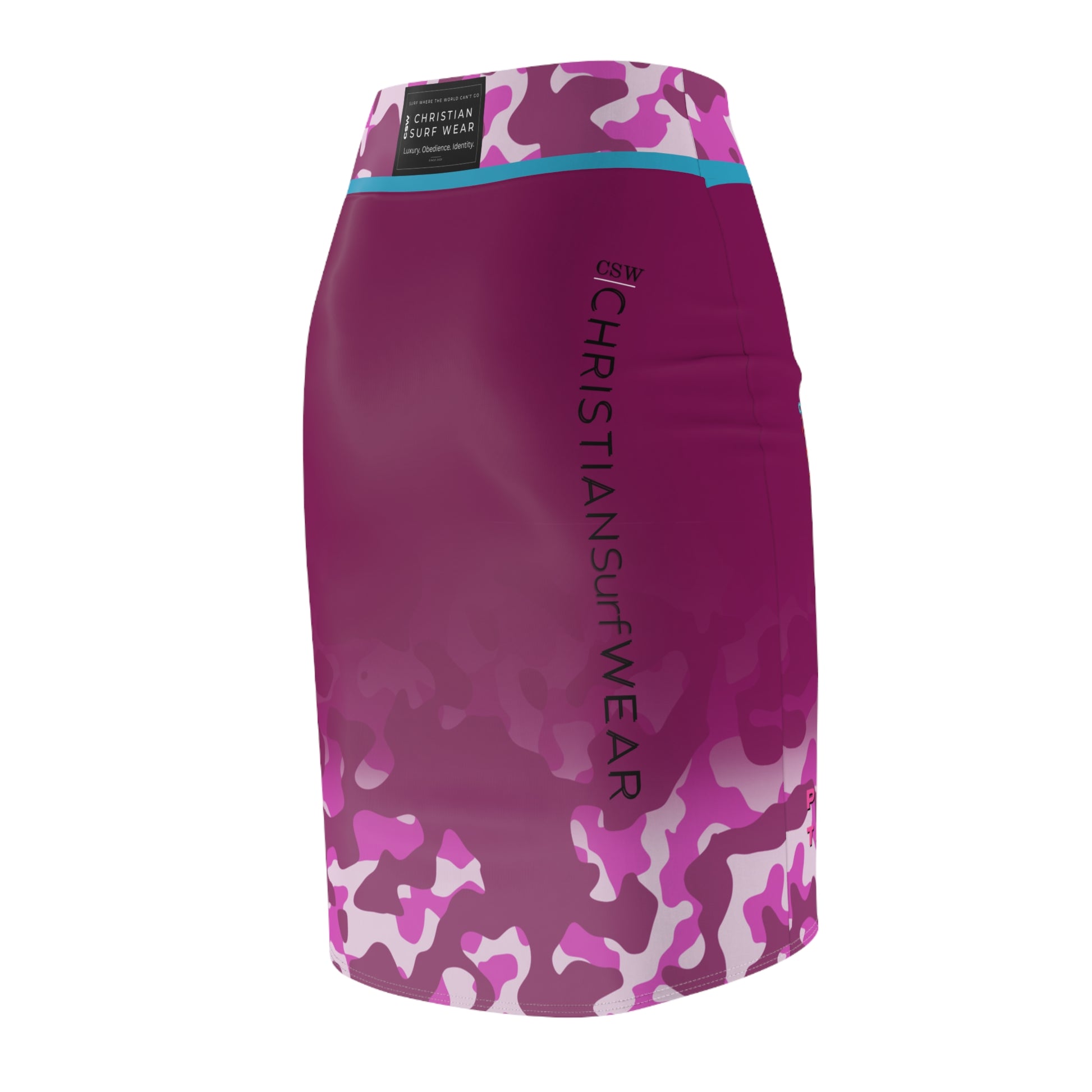 Introducing a vibrant Christian Surf Wear Vintage Militant Vibrant Miami Beach theme Pencil Skirt  that's perfect for making a statement.