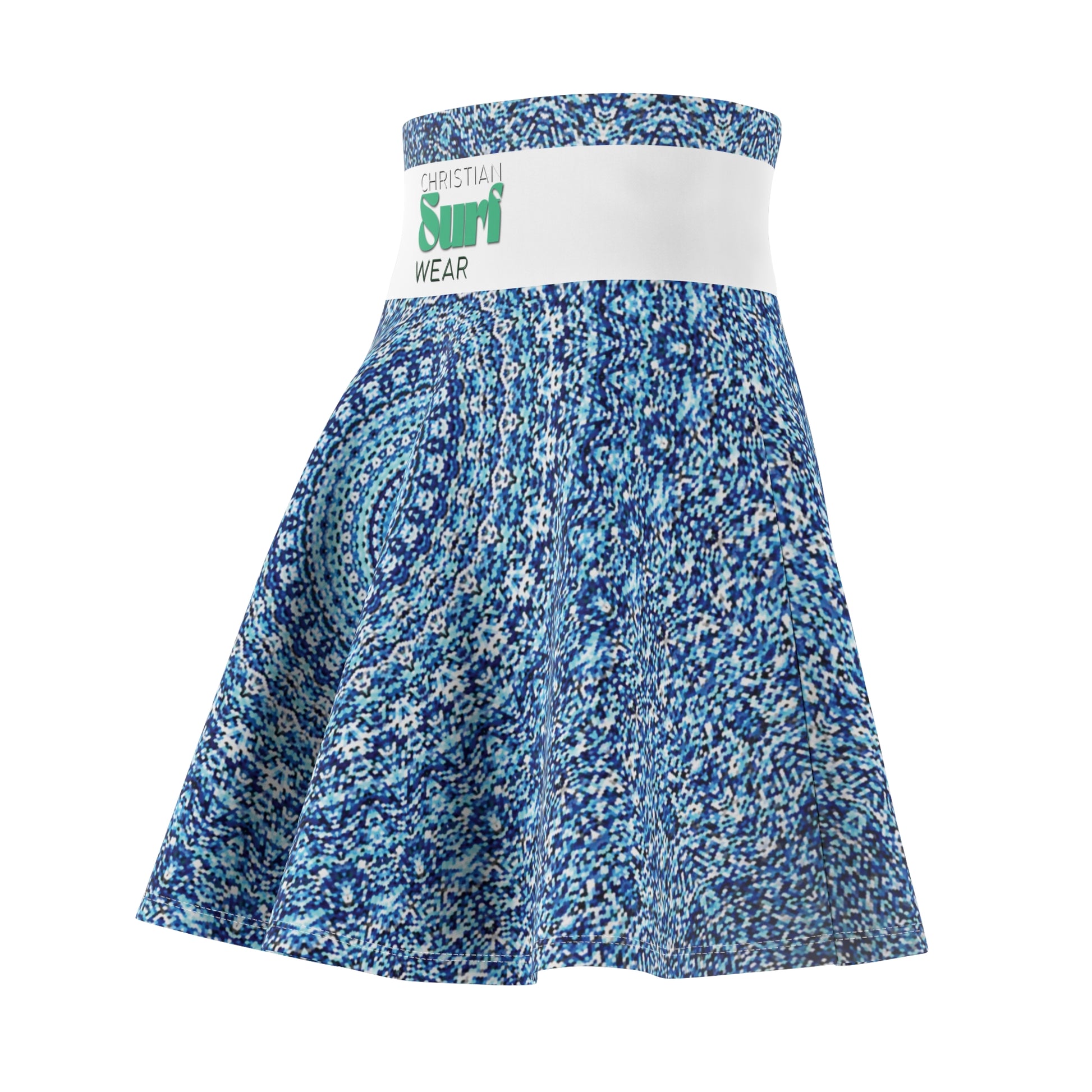 Surf Wear Summer Beauty Vintage Graphic Bohemian Blue Women's Skater Skirt, Festival Outfit, Summer Style, Eco-Friendly AOP Skirt, Casual Chic, Dancewear