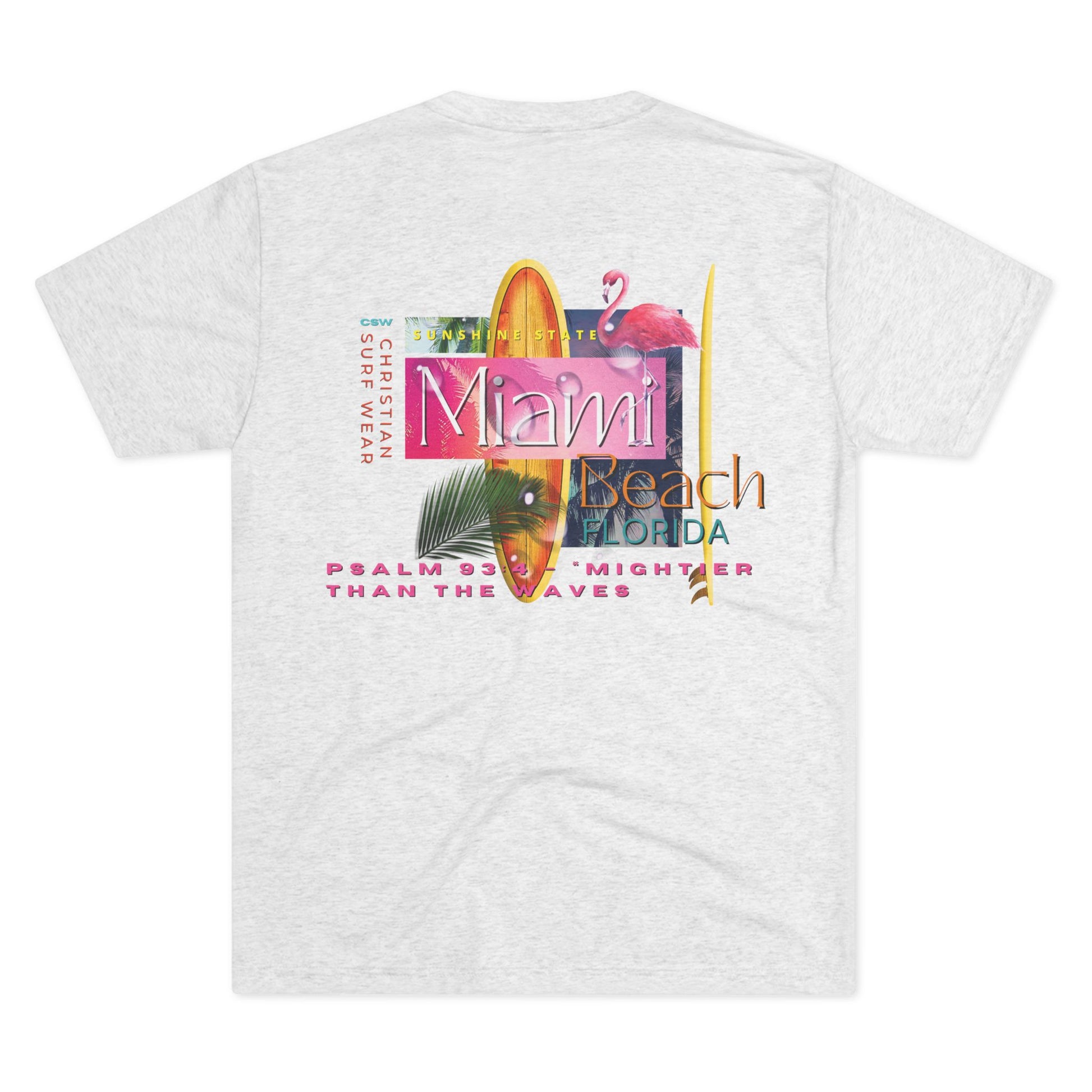 Miami Beach Christian Surf Wear Unisex Tee, Retro Beach Fashion, Summer Vibes, Gift for Surfers, Vacation Wardrobe, Casual Style