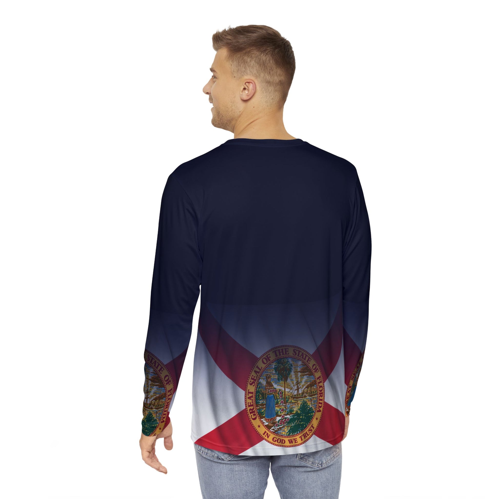 Inspirational Florida Long Sleeve Shirt, AOP Men's Shirt, Perfect for Gift Giving, Outdoor Adventures, Summer Celebrations, Floridian Pride