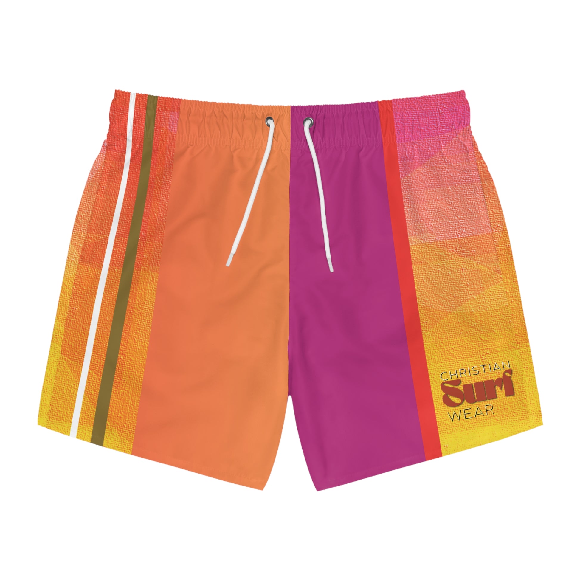 Surf Wear Retro Graphic Vibrant Summer Swim Trunks, Colorful Beach Shorts, Fun Poolwear for Summer, Gift for Beach Lovers, Tropical Vacation Essential