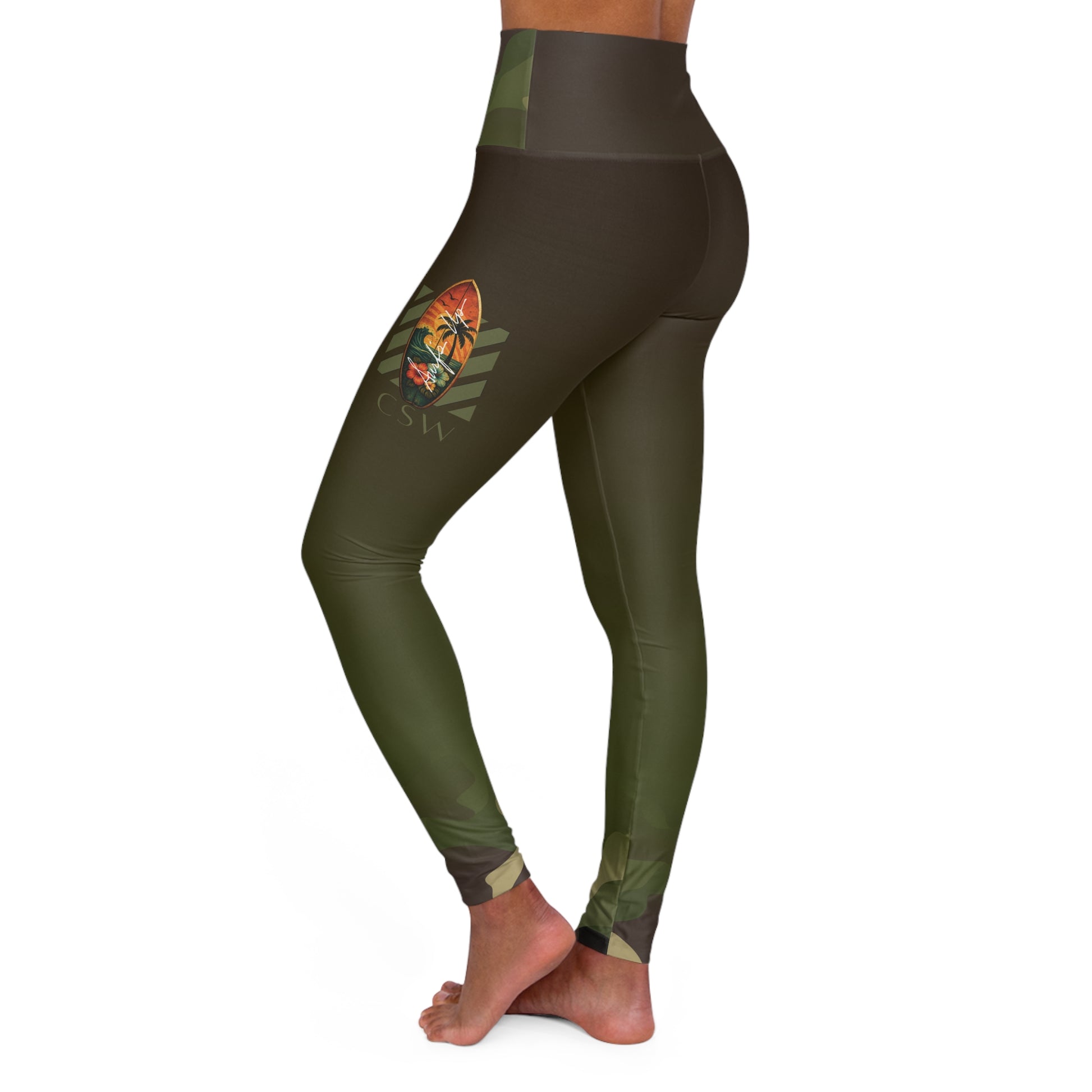 Compression Leggings | CSW™ Christian Surf Wear 'Command the Current' Brown-to-Black Camo Gradient