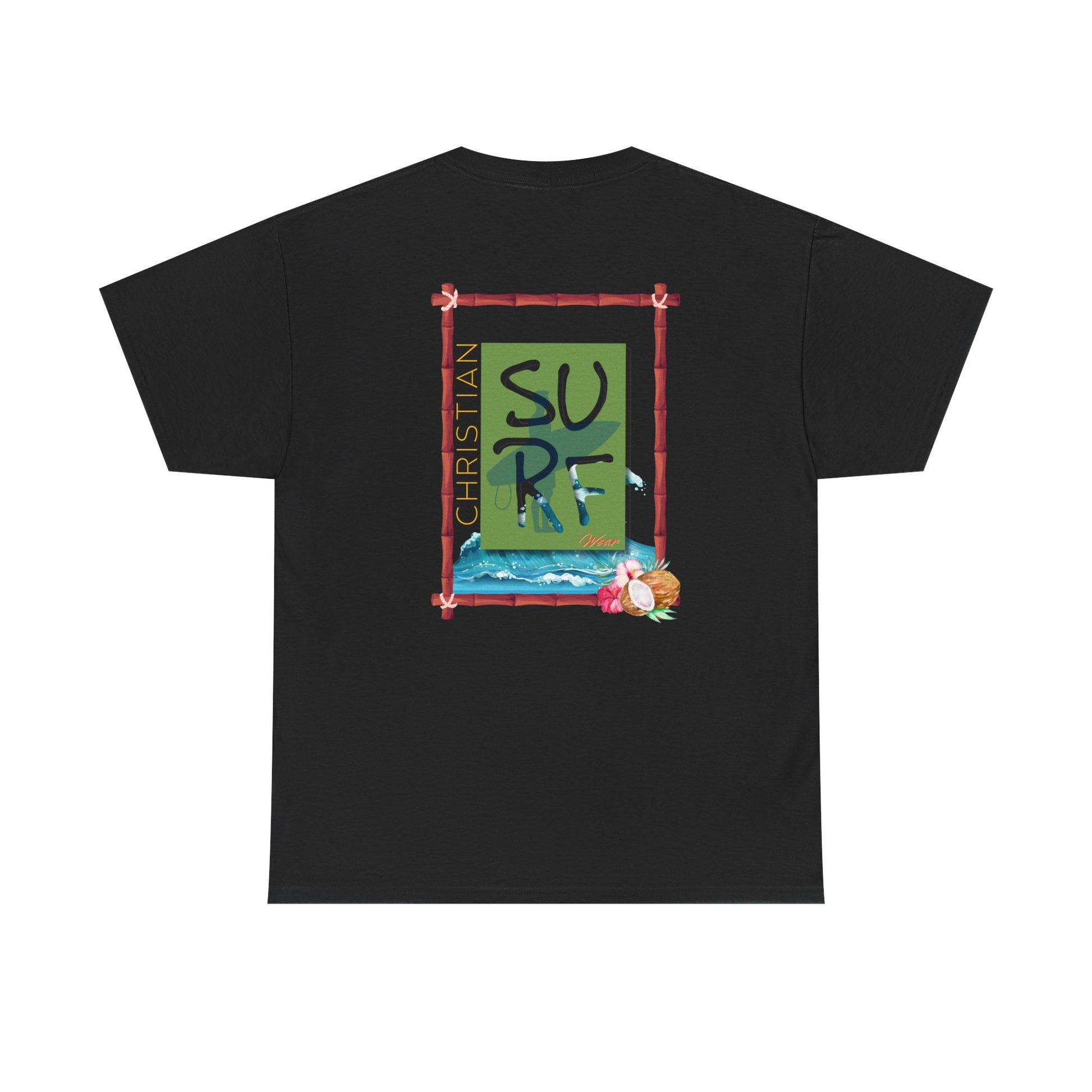 Christian Surf Unisex Heavy Cotton Tee, Faith Shirt, Beach Lover Gift, Summer Vibes Tee, Inspirational Graphic Top, Casual Wear
