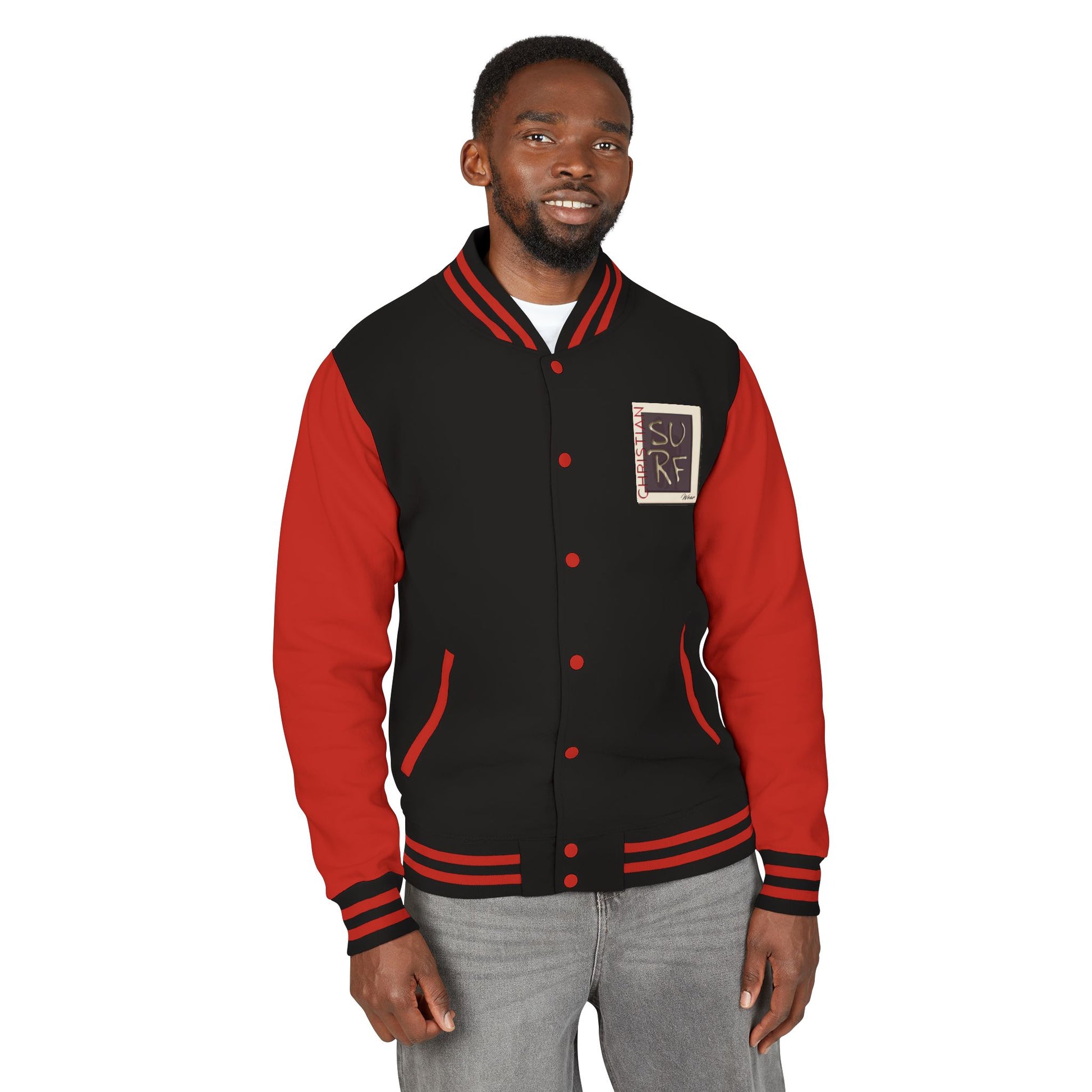Christian Surf Wear Classic Unisex Heavyweight Letterman Jacket - Stylish Casual Wear for Youth, College, & Sporty Vibes, Great for Gifts, Sports Events, and Cool [...]