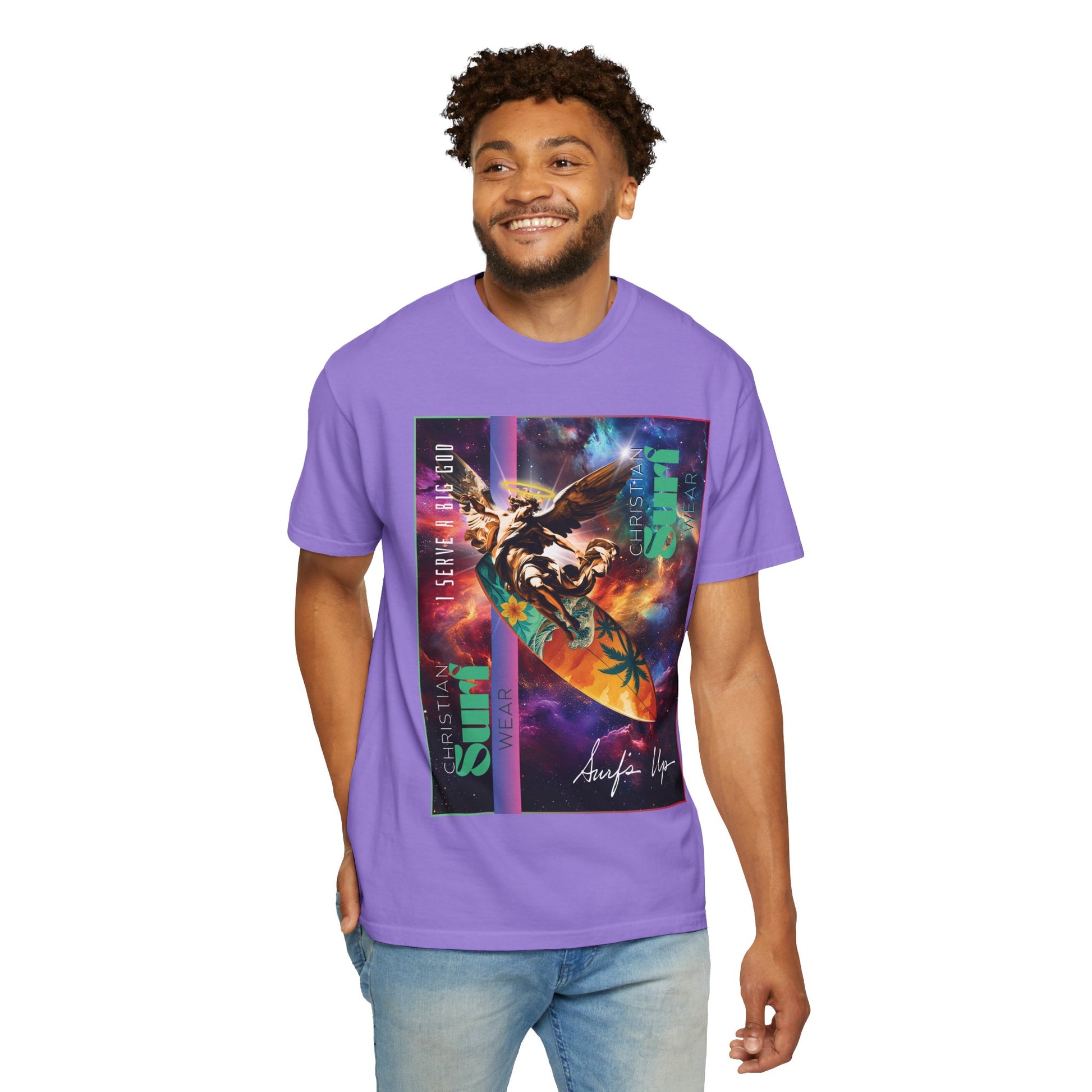 Christian Surf Wear Vibrant Surfing T-Shirt, Stylish Beachwear, Unisex Graphic Tee, Summer Outfit, Gift for Surfers, Casual Wear, Colorful Apparel