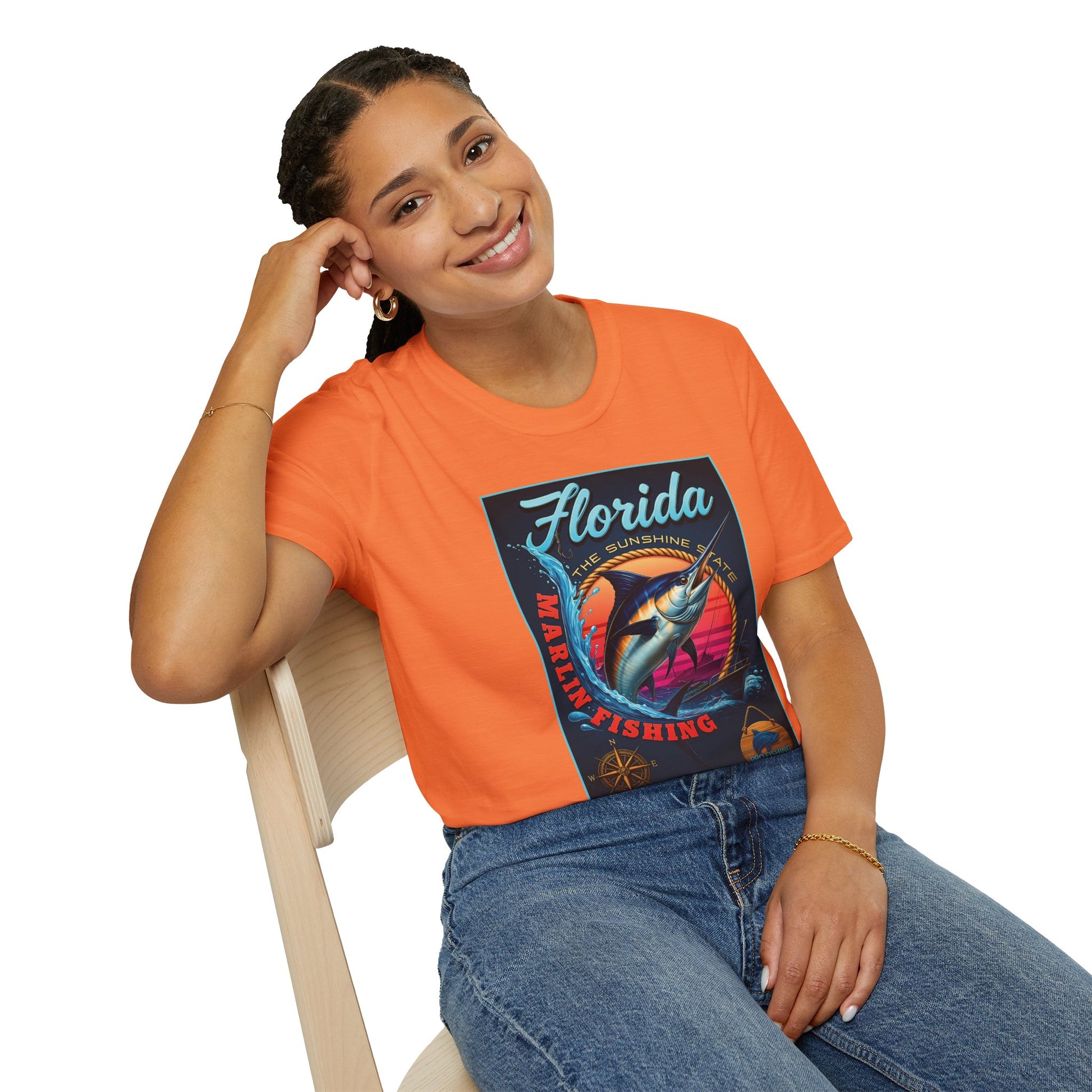 Marlin Graphic Dominion Deep - Unisex Softstyle T-Shirt Florida Marlin Fishing Tee Surfwear | Christian Ocean Apparel, Bold Pursuit Prophetic Vision Divine