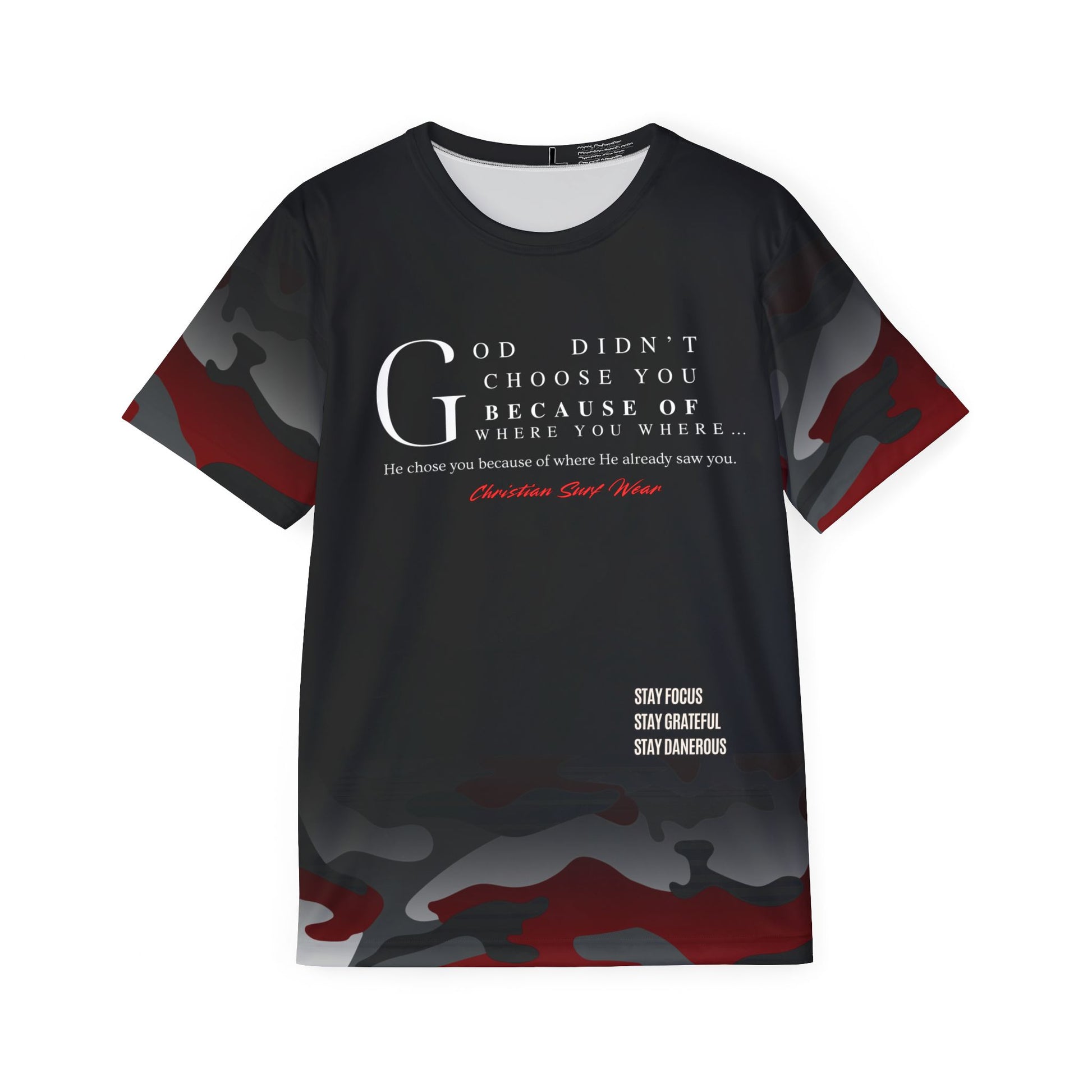 Christian Surf Wear Already Chosen Camo Jersey The Push-Up Moment  – I Will Not Abort the Assignment  Men's Sports Jersey - Empowering Camouflage Tee, Fitness Apparel, Workout Shirt, Casual Gear, Gift for Him