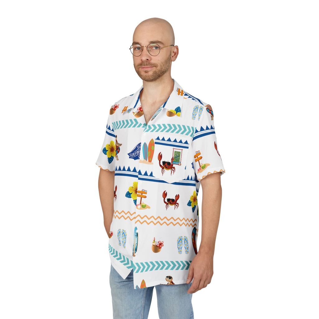 Tropical Hawaiian Button-Down Shirt, Beachwear, Vacation Shirt, Unisex Summer Shirt, Luau Attire, Resort Wear
