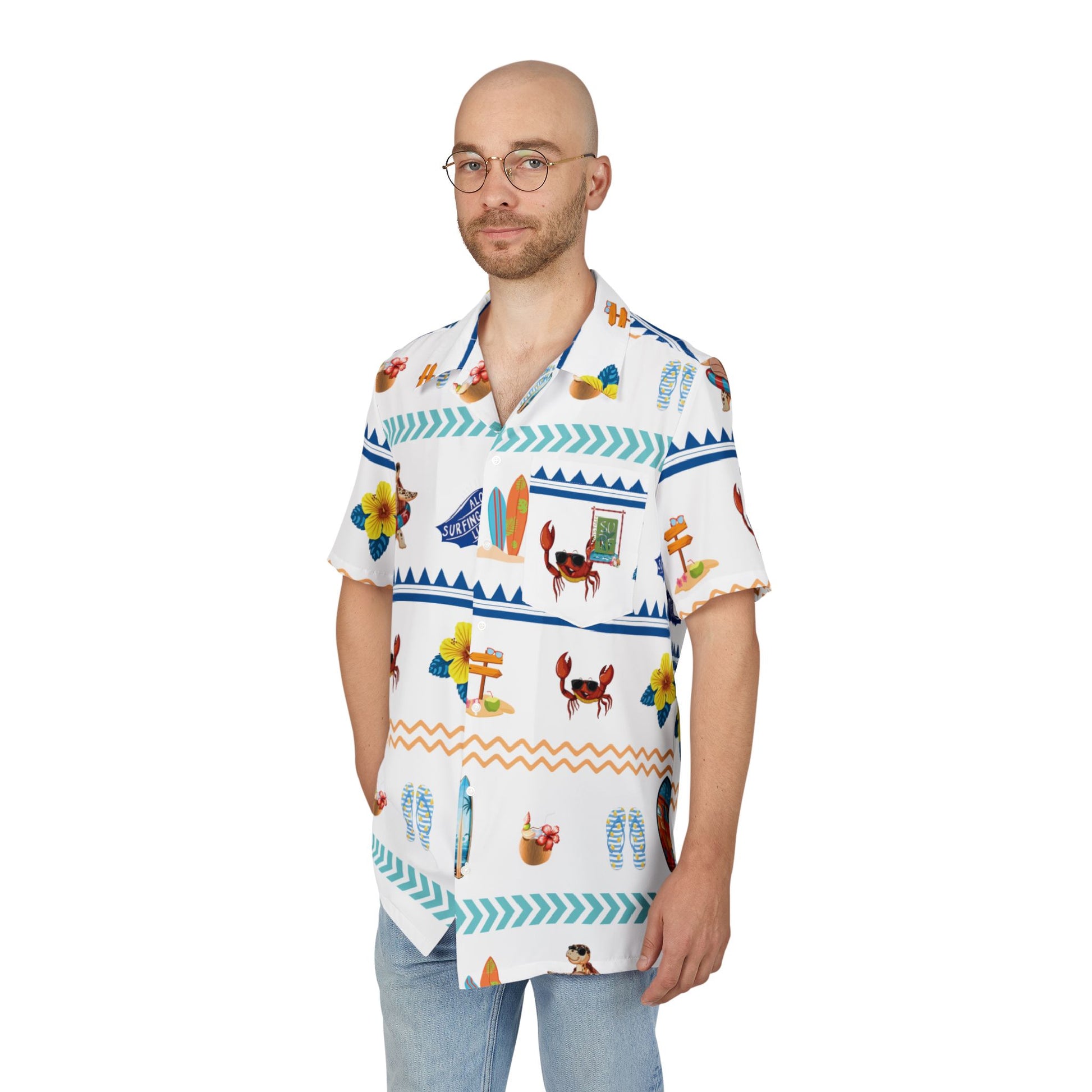 Tropical Hawaiian Button-Down Shirt, Beachwear, Vacation Shirt, Unisex Summer Shirt, Luau Attire, Resort Wear