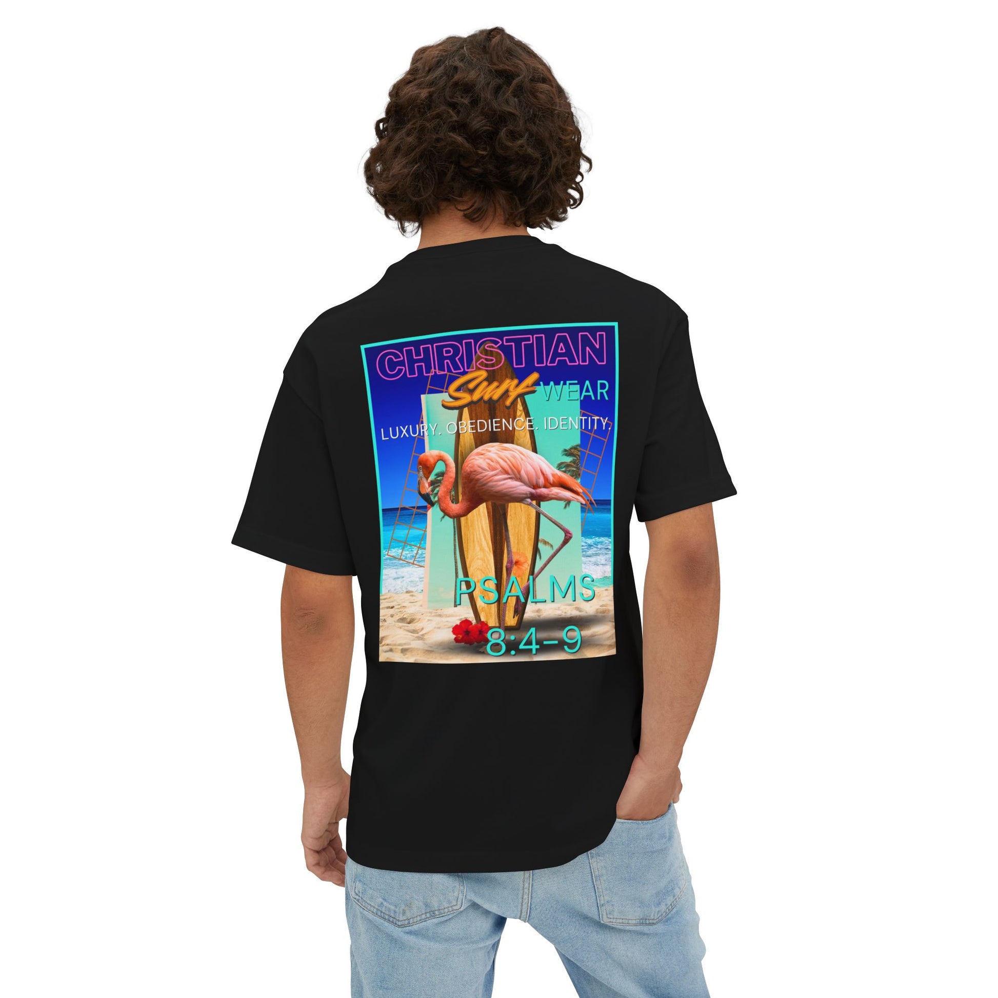 Christian Surf Wear Retro Vibrant-Inspired Unisex Oversized Boxy Tee, Beach Vibes, Faith Apparel, Summer Wear, Casual Christian Fashion