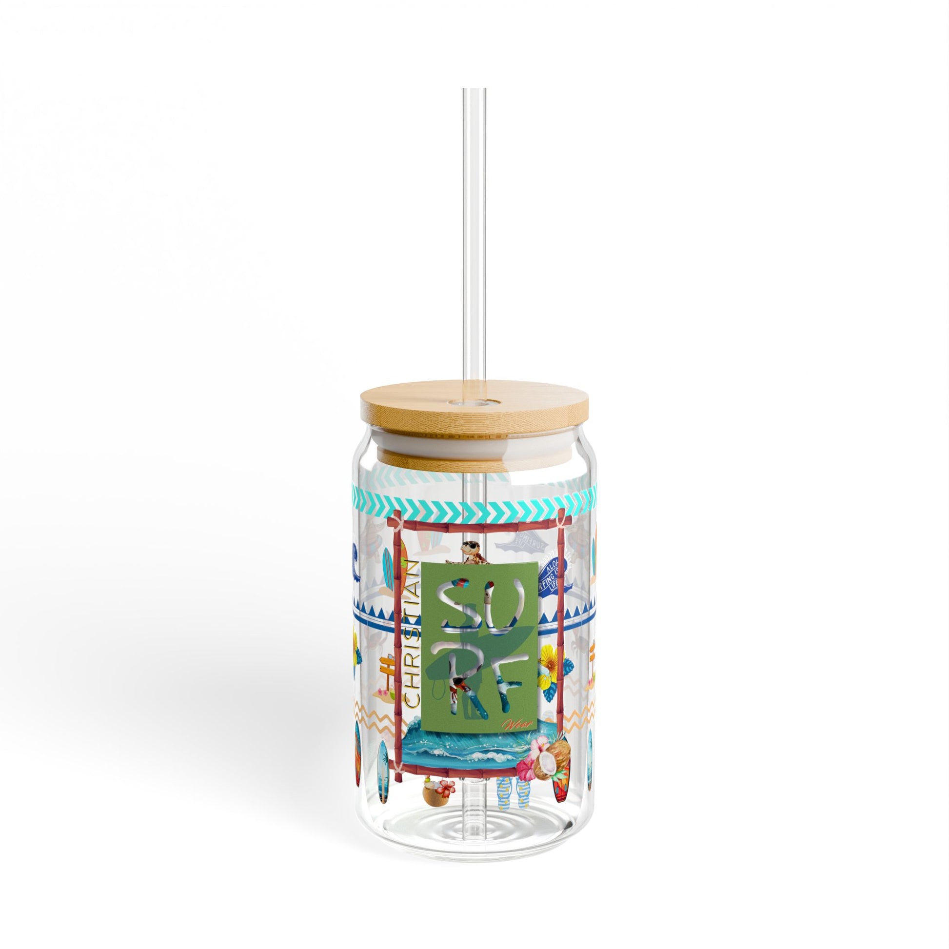 Christian Surf Wear Fun Beach Vibe Aloha Kingdom Sipper Glass