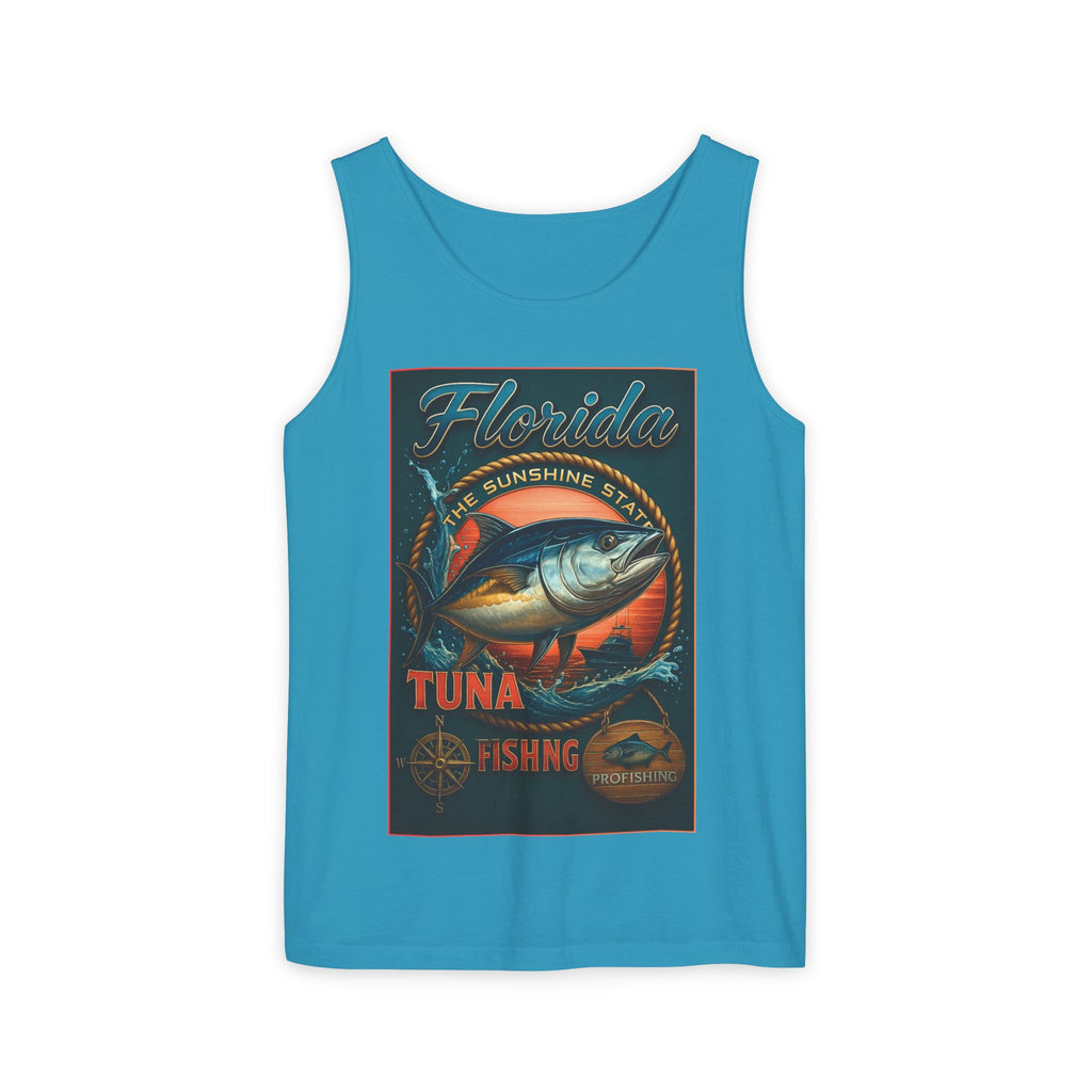 Vintage Florida Tuna Fishing Tank Top, Unisex Summer Beachwear, Surfing Gift for Fishermen, Surf Apparel, Vacation Outfit