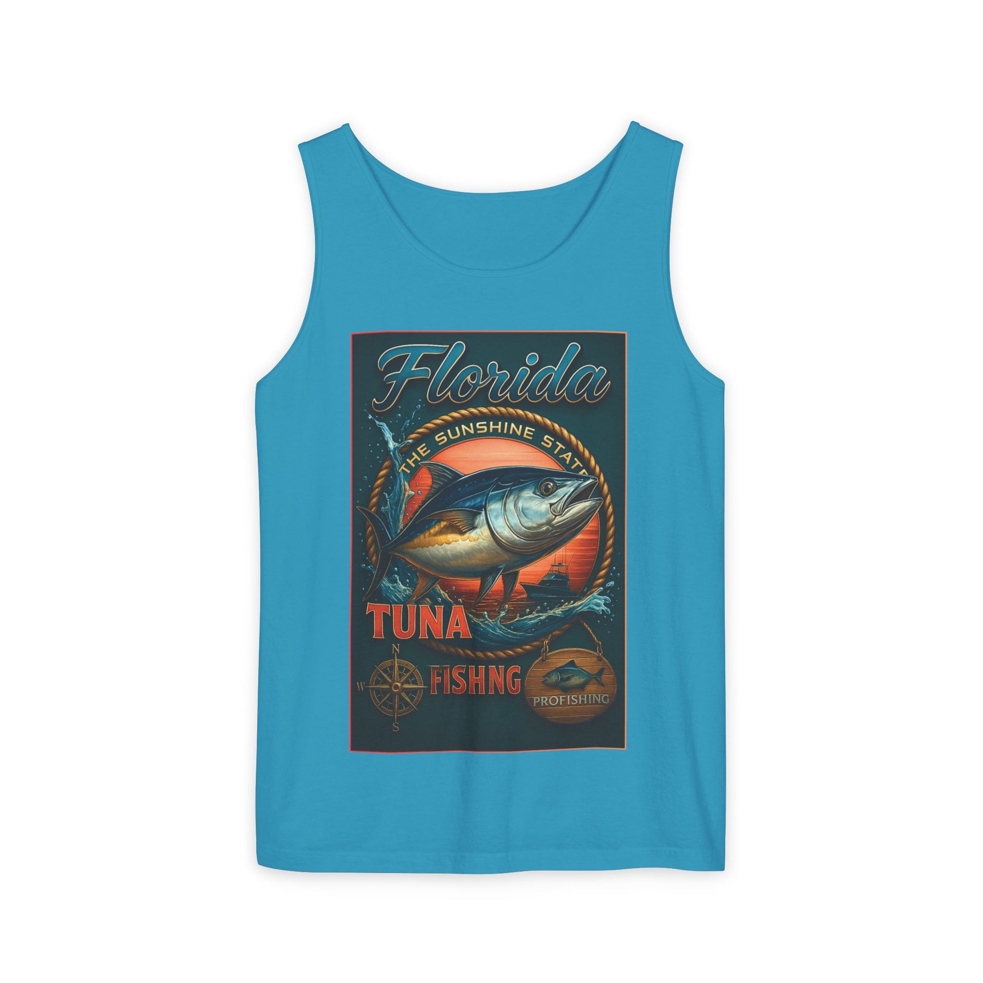 Vintage Florida Tuna Fishing Tank Top, Unisex Summer Beachwear, Surfing Gift for Fishermen, Surf Apparel, Vacation Outfit