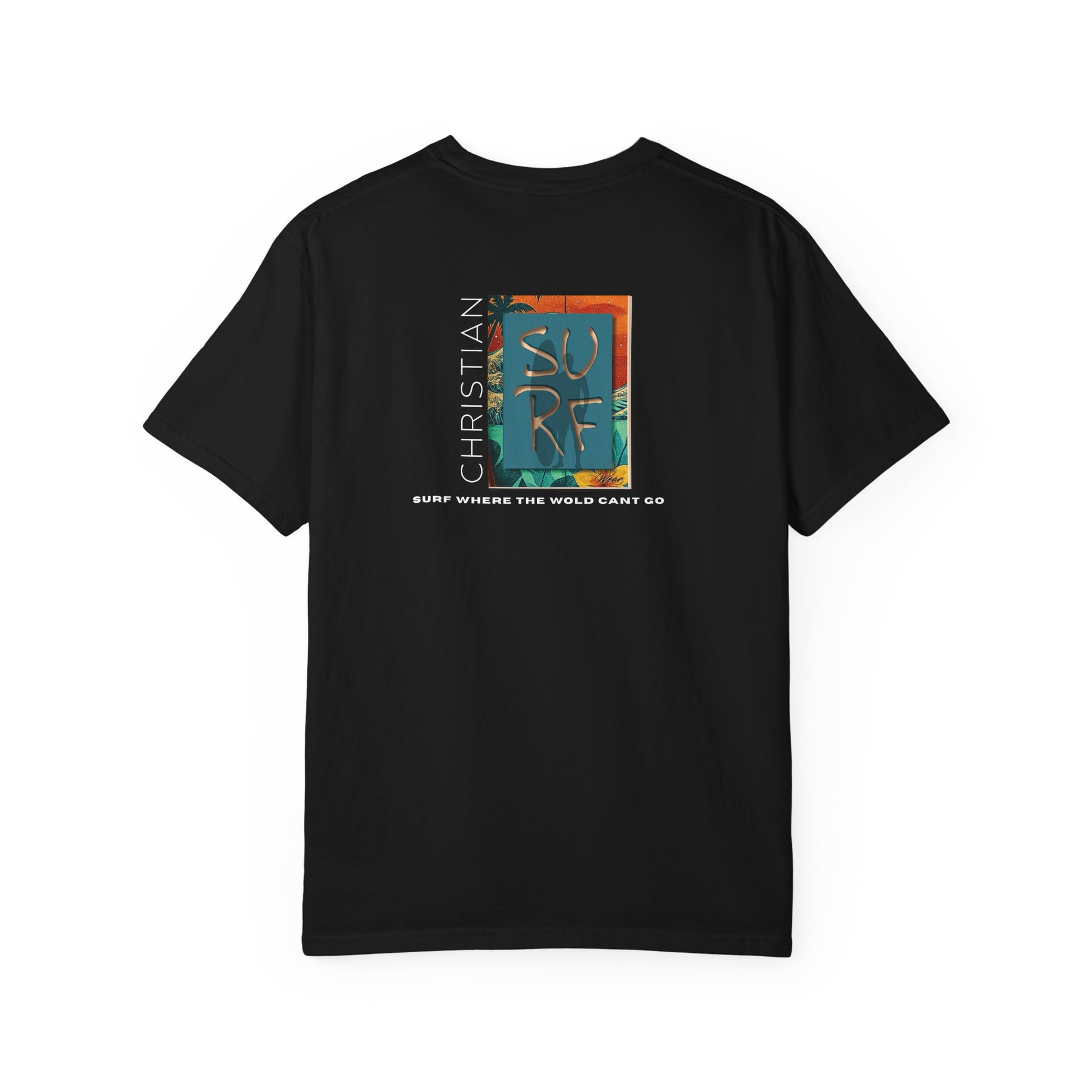 Street Wear Vintage Surf Board Graphic Art Work Unisex T-Shirt - Christian Surf Wear 'Move By Faith' Collection
