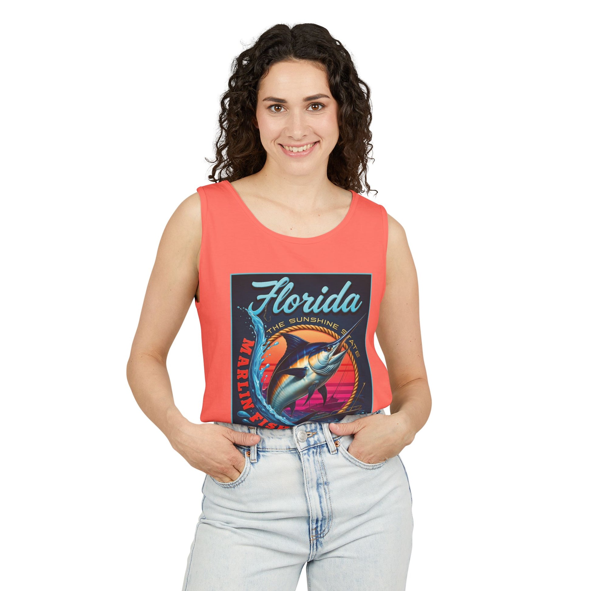 Surf wear  Vintage Florida Fishing Graphic Tank Top, Unisex Summer Top, Beachwear, Surfing Apparel, Vacation Outfit, Gift for Fishermen