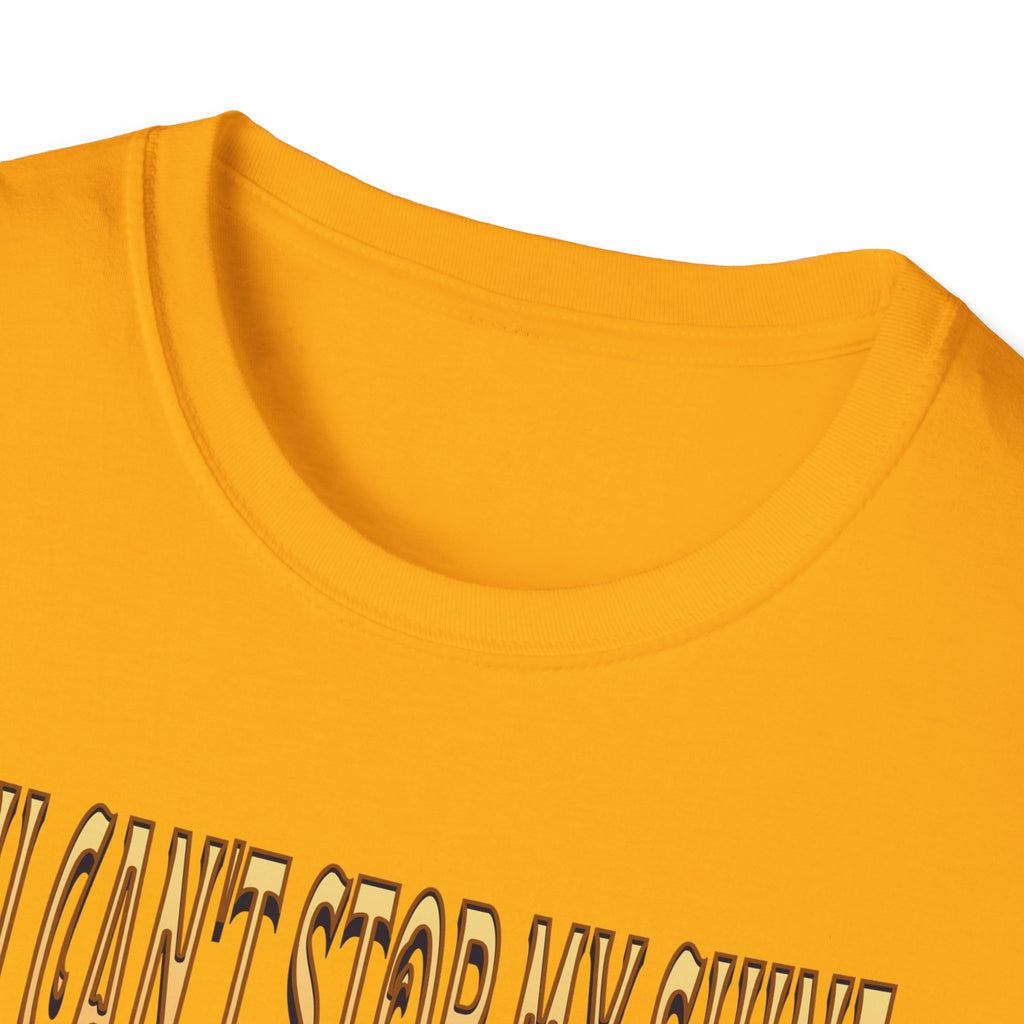 Devine Gold Kingdom Confidence Graphic Gold Happy Face Emoji Unisex T-Shirt: You Can’t Stop My Shine Tee, With GOD On My Side, Premium Casual-Tee