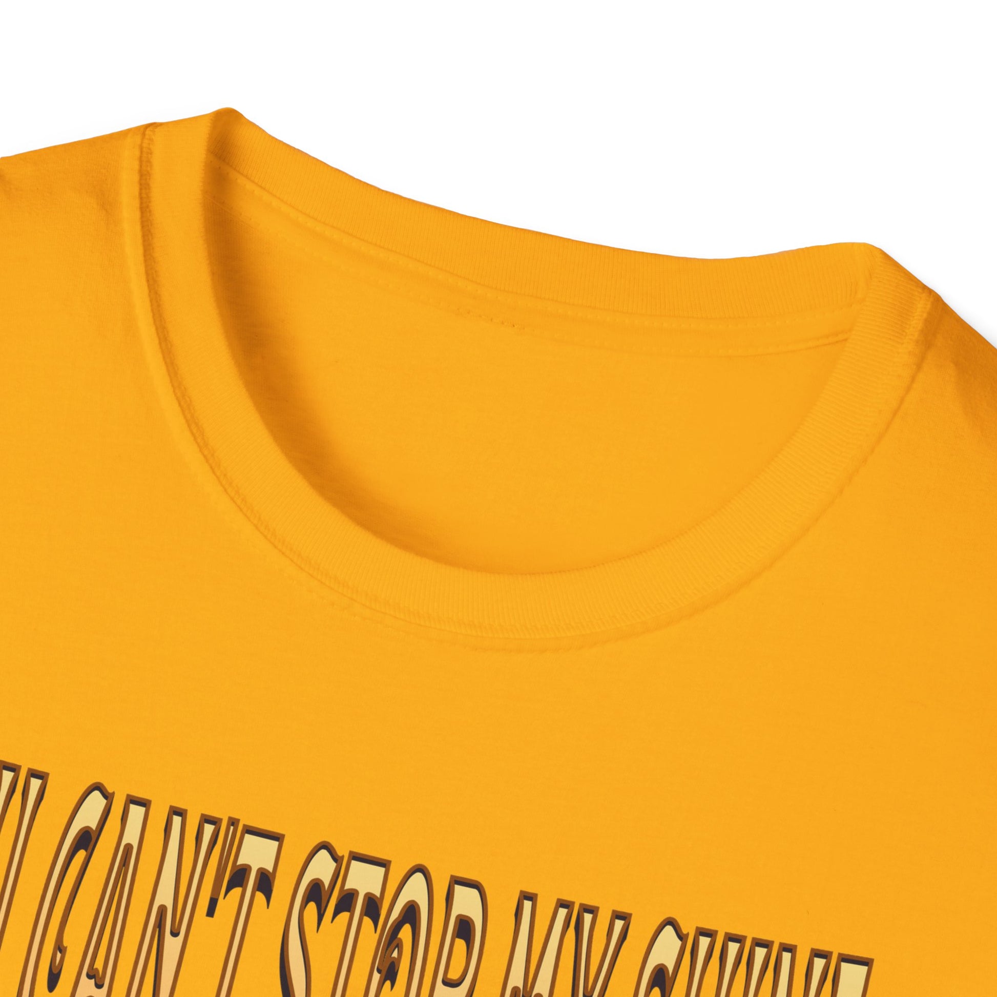 Devine Gold Kingdom Confidence Graphic Gold Happy Face Emoji Unisex T-Shirt: You Can’t Stop My Shine Tee, With GOD On My Side, Premium Casual-Tee