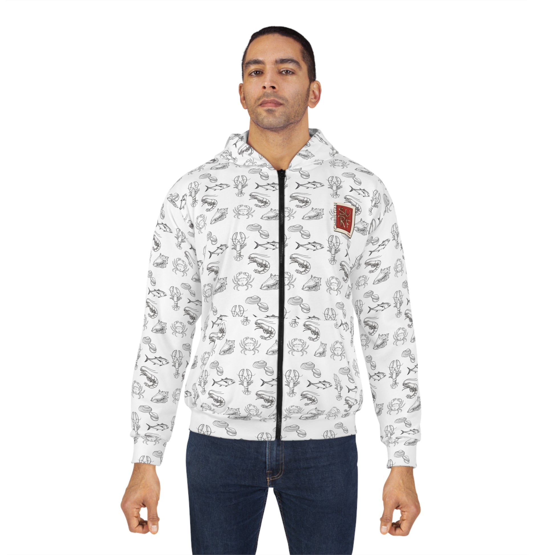 Christian Surf Wear Active Outer Wear Unisex Zip Hoodie with Fun Animal Illustrations, Cozy Casual Wear, Perfect for Gifting, Trendy Zip-Up, Everyday Comfort