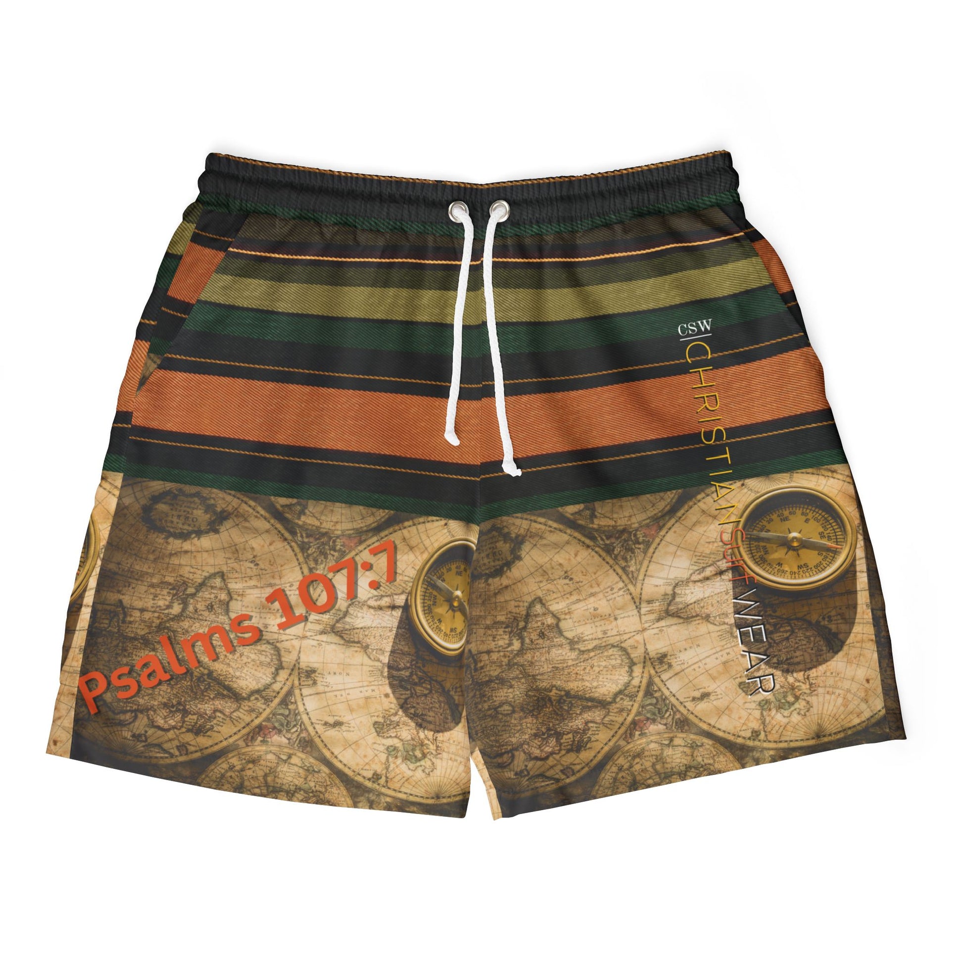 Christian Surf Wear Vintage Map Print Swim Shorts, Unisex Summer Swimwear, Beachwear, Vacation Essentials, Tourists Gift, Adventure Ready